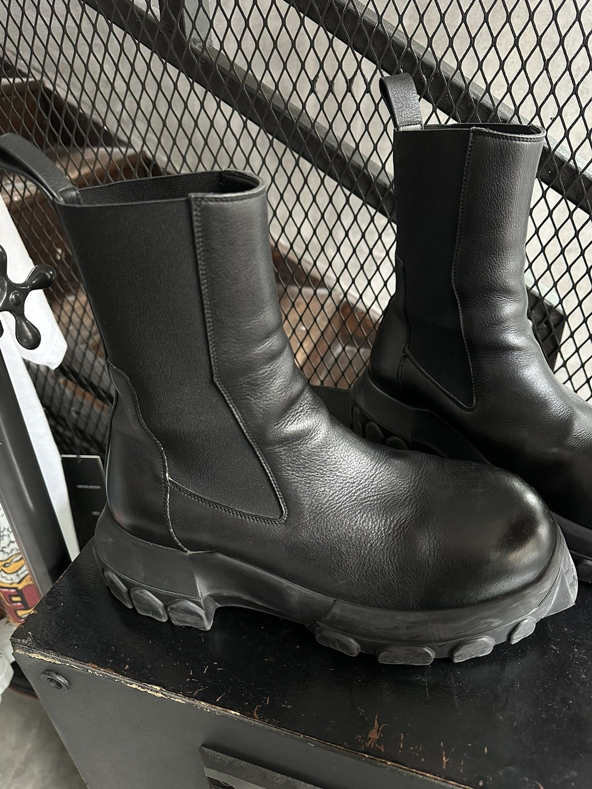 Pre-owned Rick Owens Bozo Tractor Boots In Black