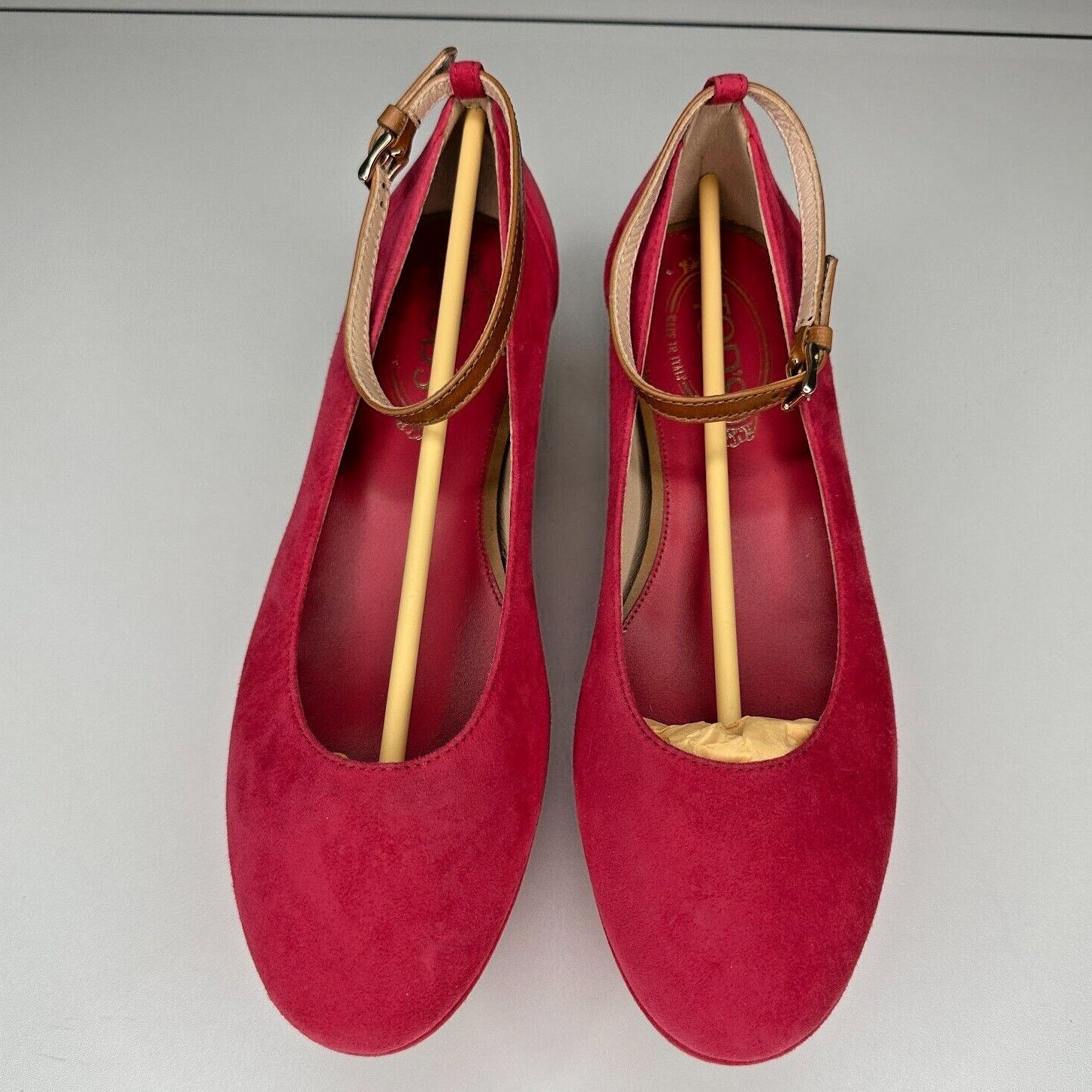 Tod's Tod's Pink Suede Ankle Strap Round Toe Wedge Shoes 38 / 8 Size US 8 / IT 38 - 4 Thumbnail