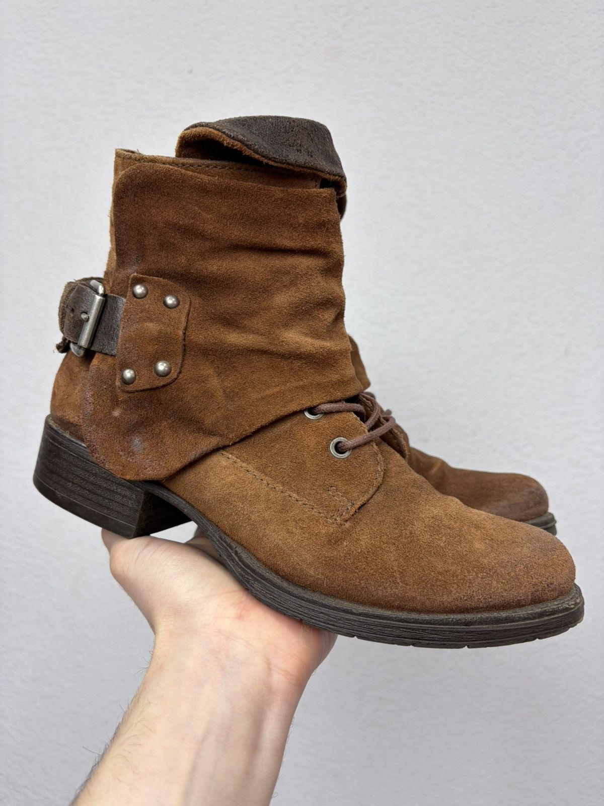 If Six Was Nine Vintage Italian AS 98 Rick Owens Style Leather Biker Boots Size US 6.5 / EU 39-40 - 6 Thumbnail