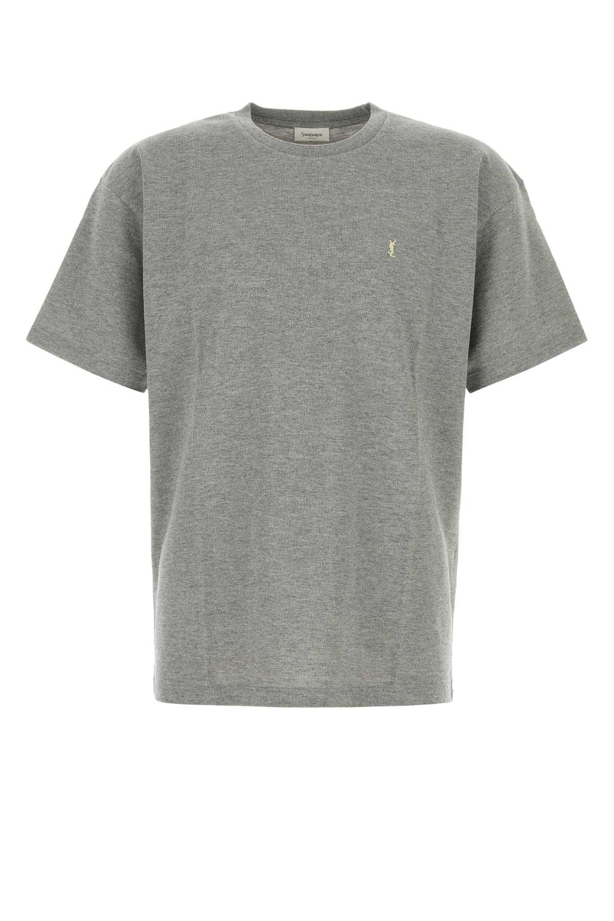 Saint Laurent Paris Grey Piquet T-Shirt Size US L / EU 52-54 / 3 - 1 Thumbnail