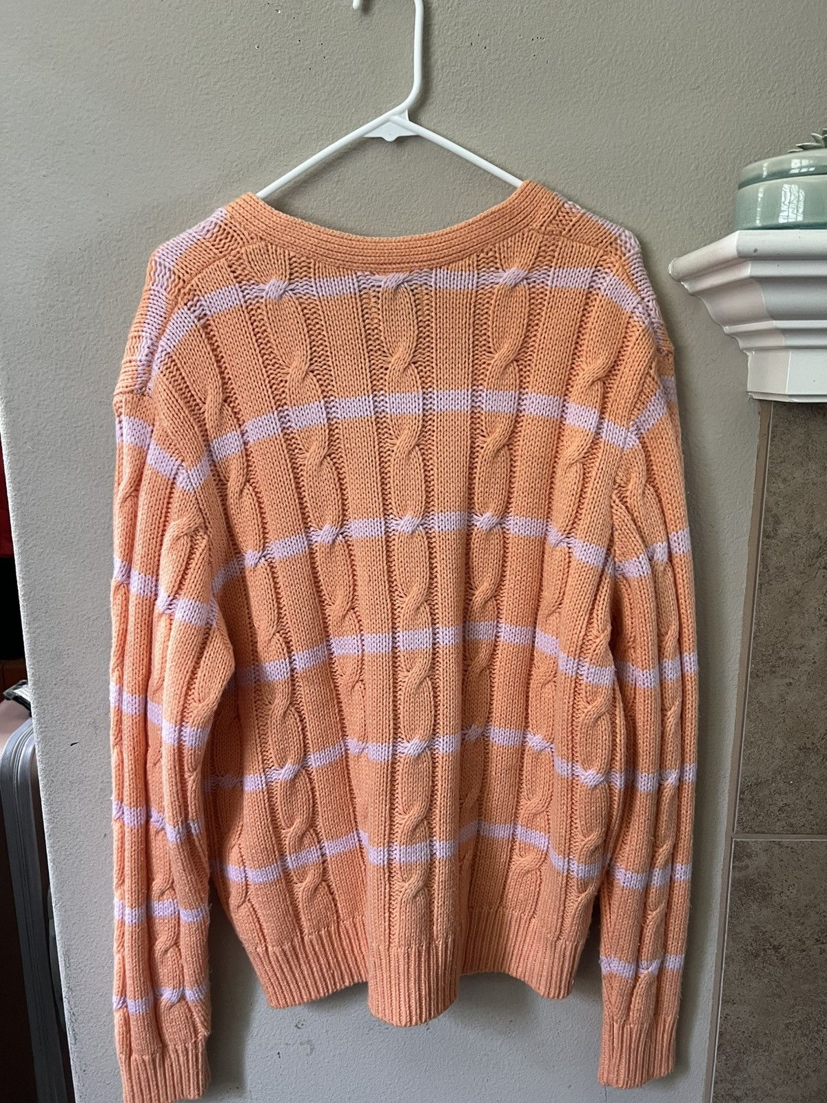 Tyler The Creator GOLF WANG Grand Logo Striped Cable Knit Cardigan Orange Pink Size US L / EU 52-54 / 3 - 2 Thumbnail