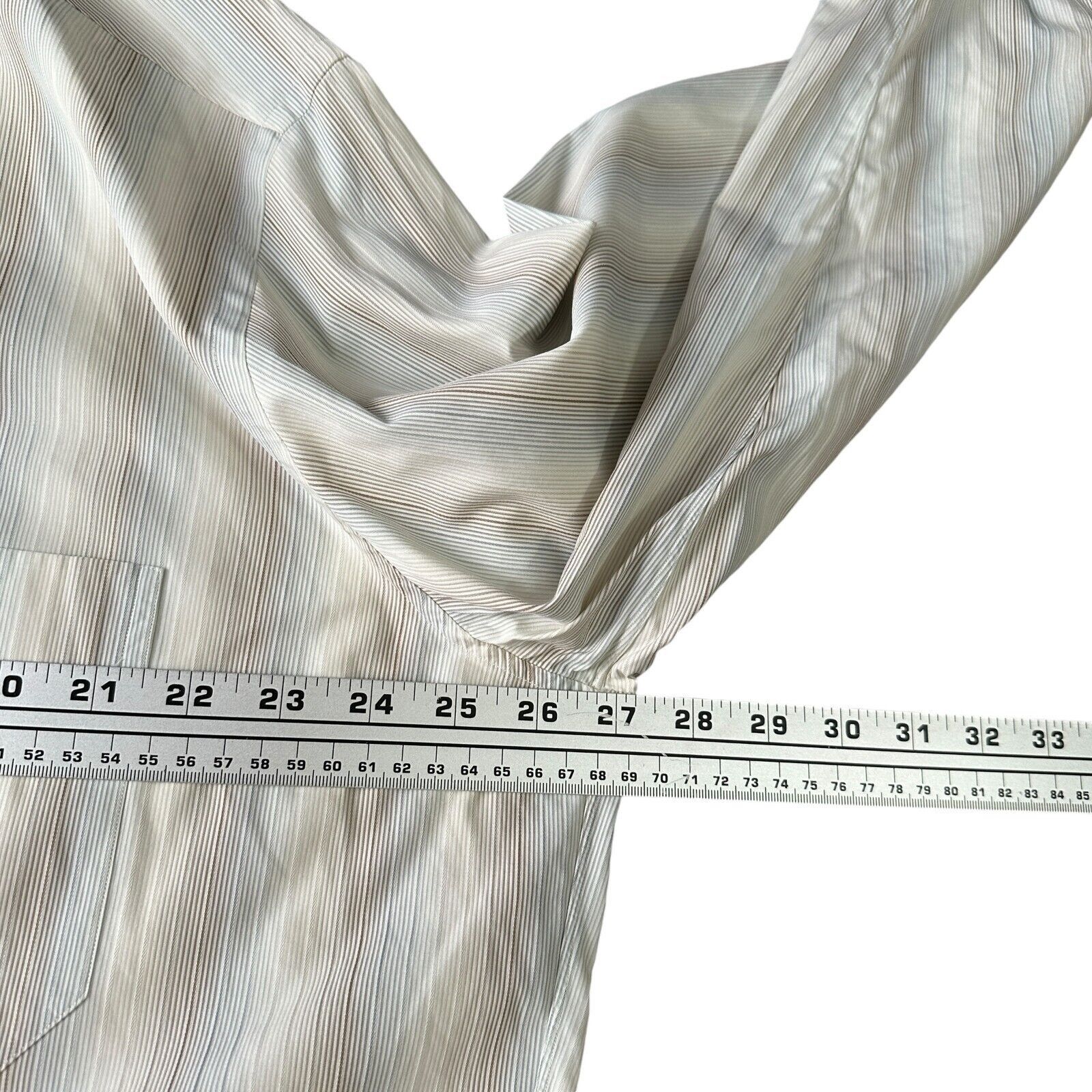 The Unbranded Brand Marol Bolgna Dress Shirt Mens 43 17 Cream Blue Brown Striped Size US L / EU 52-54 / 3 - 9 Thumbnail