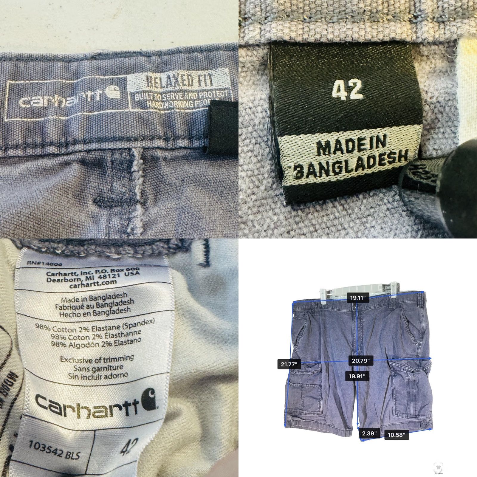 Carhartt Carhartt Shorts Mens 42 Blue Cargo Relaxed Fit Stretch Canvas 11 Inseam Size US 42 / EU 58 - 8 Thumbnail