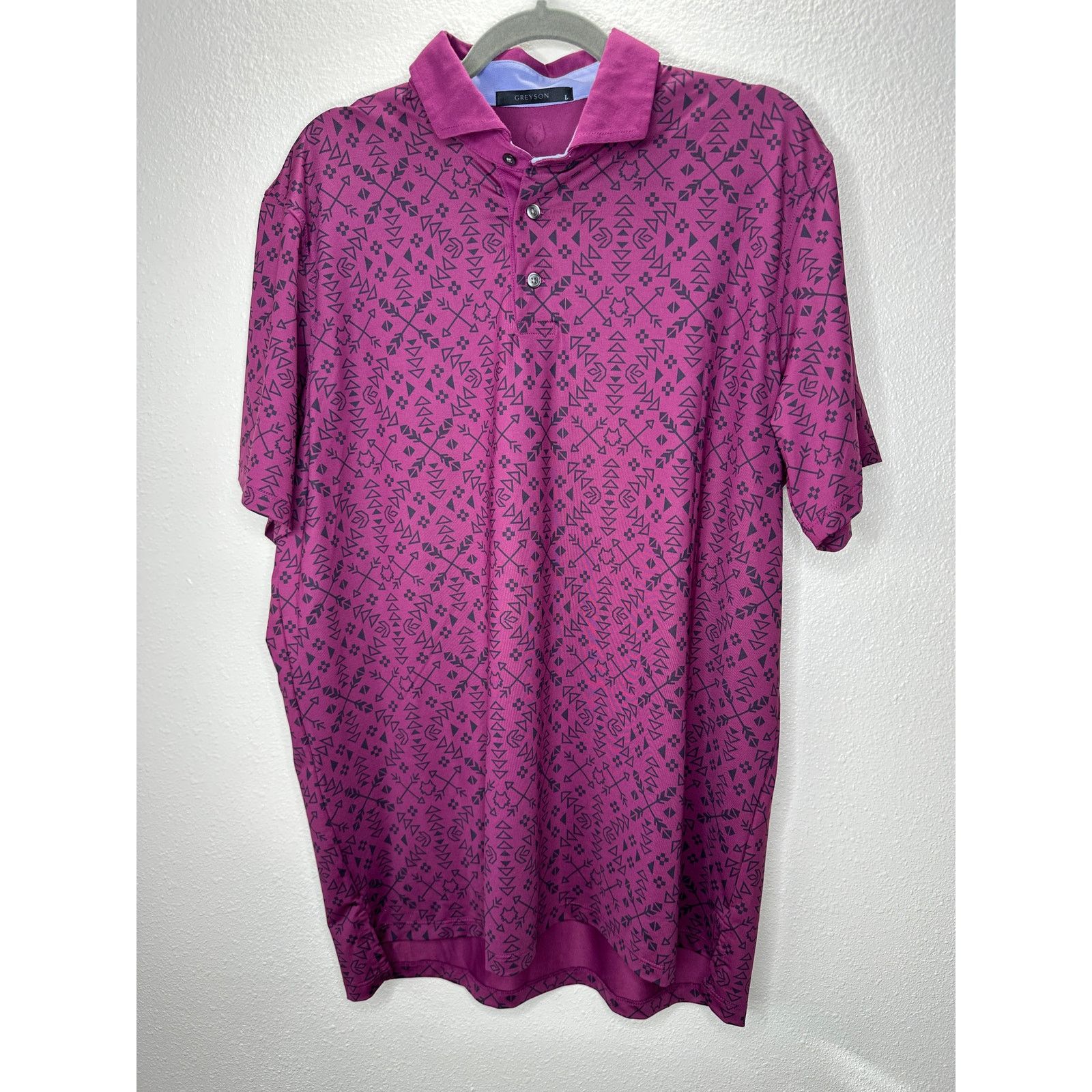 Other Greyson Men's Purple Performance Geometric Design Polo L Size US L / EU 52-54 / 3 - 2 Thumbnail