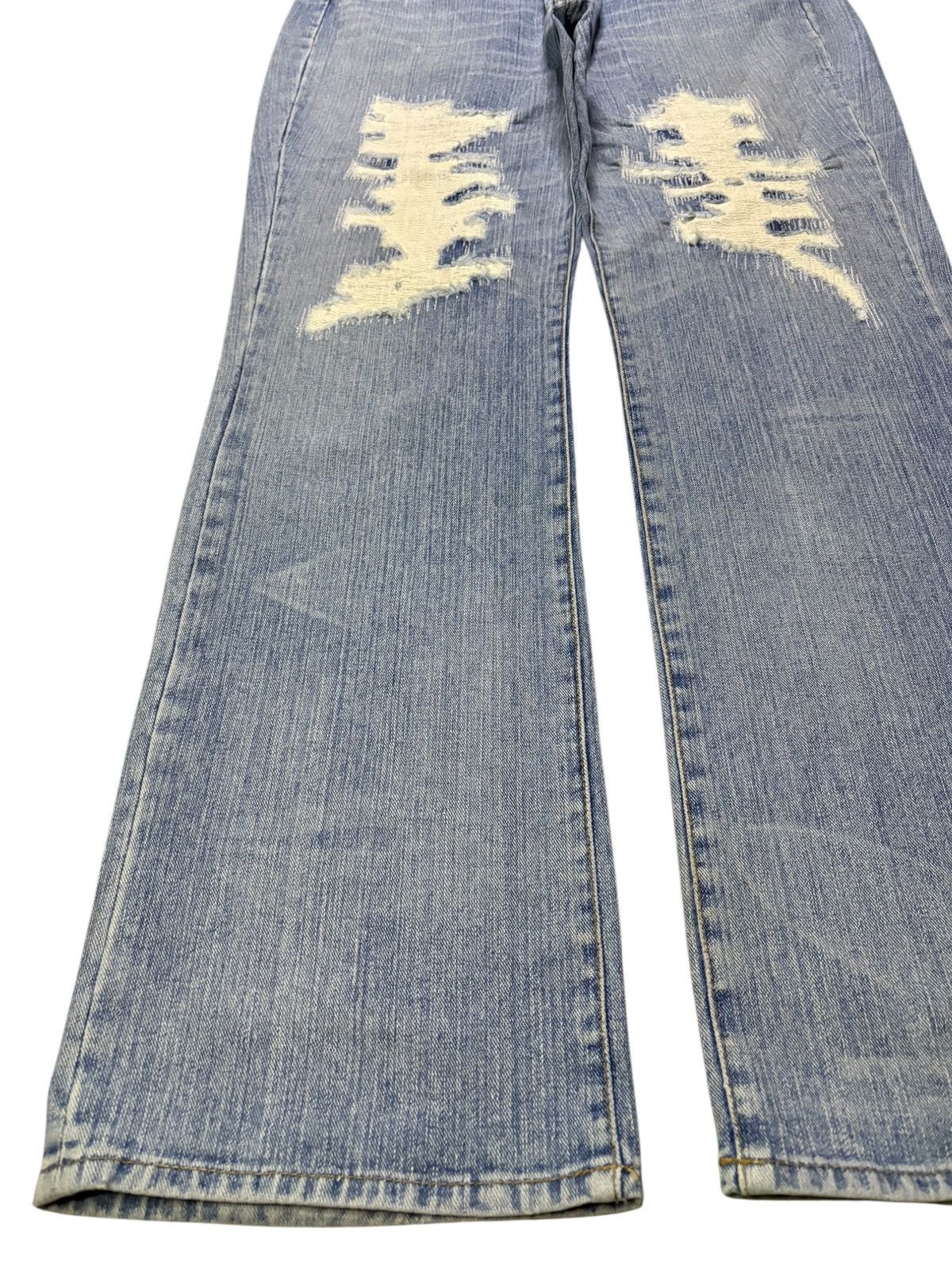 Japanese Brand Vintage Japanese Brand Blue Wash Sashiko Rip Bootcut Jean Size US 34 / EU 50 - 6 Thumbnail