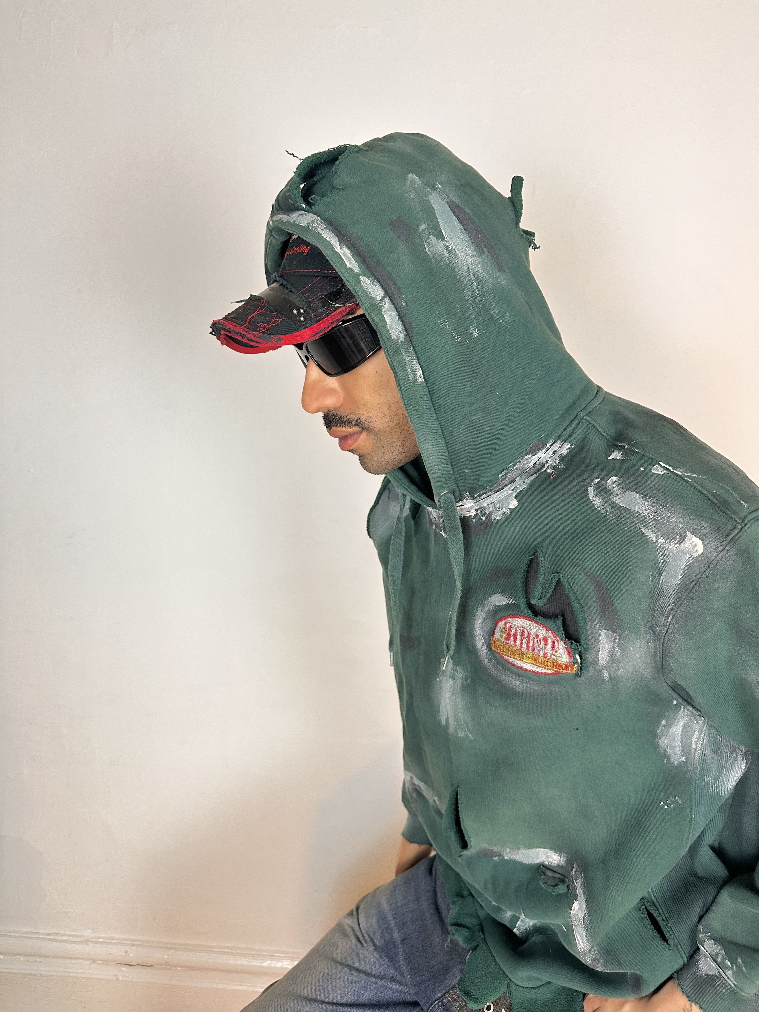 Other ASTROBOI* Green Oversized Painted Utility Hoody - Medium Size US M / EU 48-50 / 2 - 7 Thumbnail