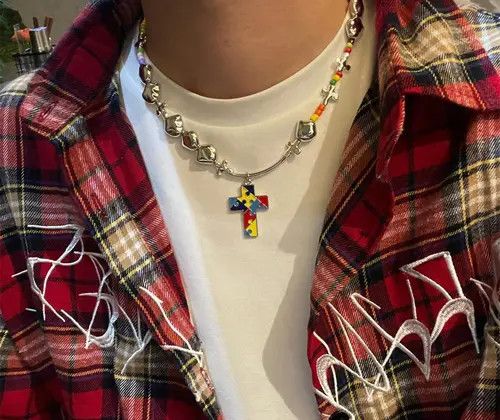Jewelry Patchwork Cross Pendant Size ONE SIZE - 8 Thumbnail