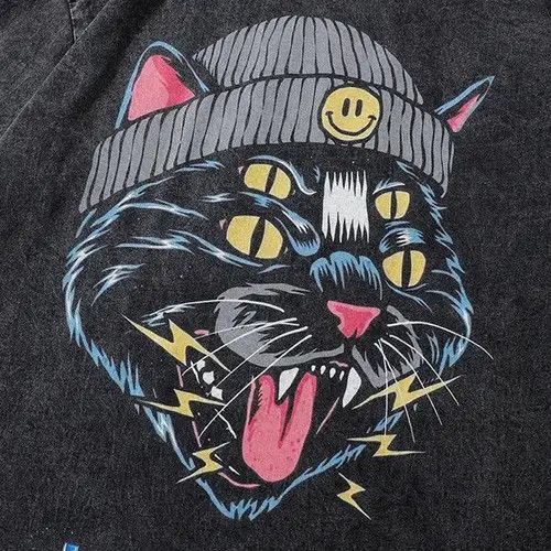 VIBE 80s Cartoon Design Face Oversized Printed Vintage T Shirt Size US L / EU 52-54 / 3 - 8 Thumbnail