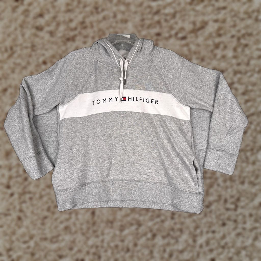 Tommy Hilfiger Tommy Hilfiger Sweater Hoodie Womens XL Gray Logo Chest Raglan Jersey Top Sport Size XL / US 12-14 / IT 48-50 - 1 Thumbnail
