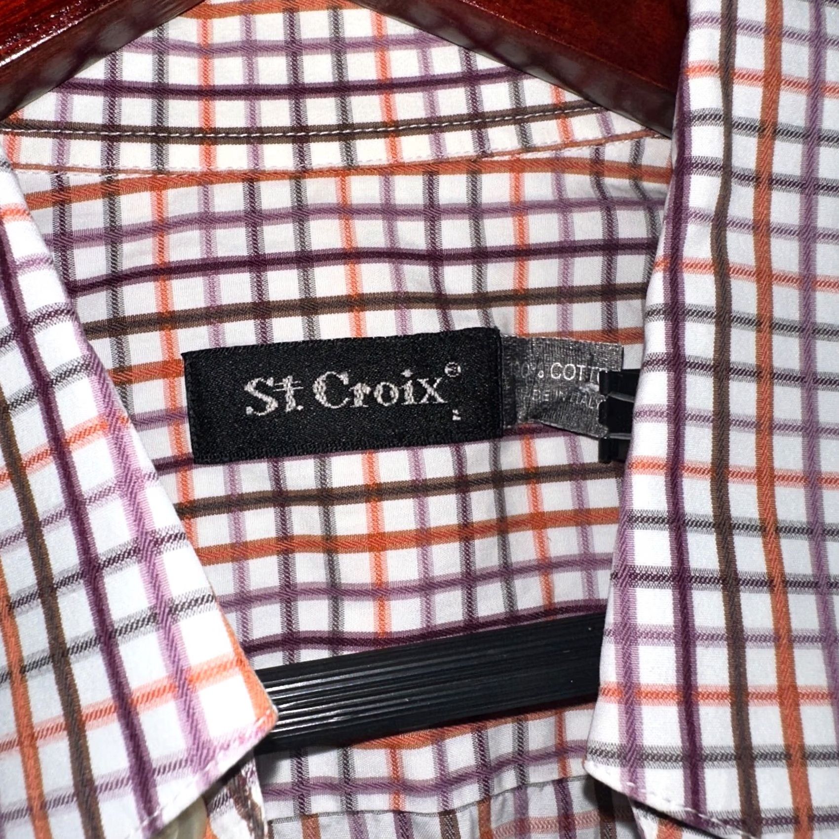 Vintage St Croix Shirt Button Up Orange Purple Plaid Cotton Long Sleeve Mens Large Size US L / EU 52-54 / 3 - 6 Thumbnail