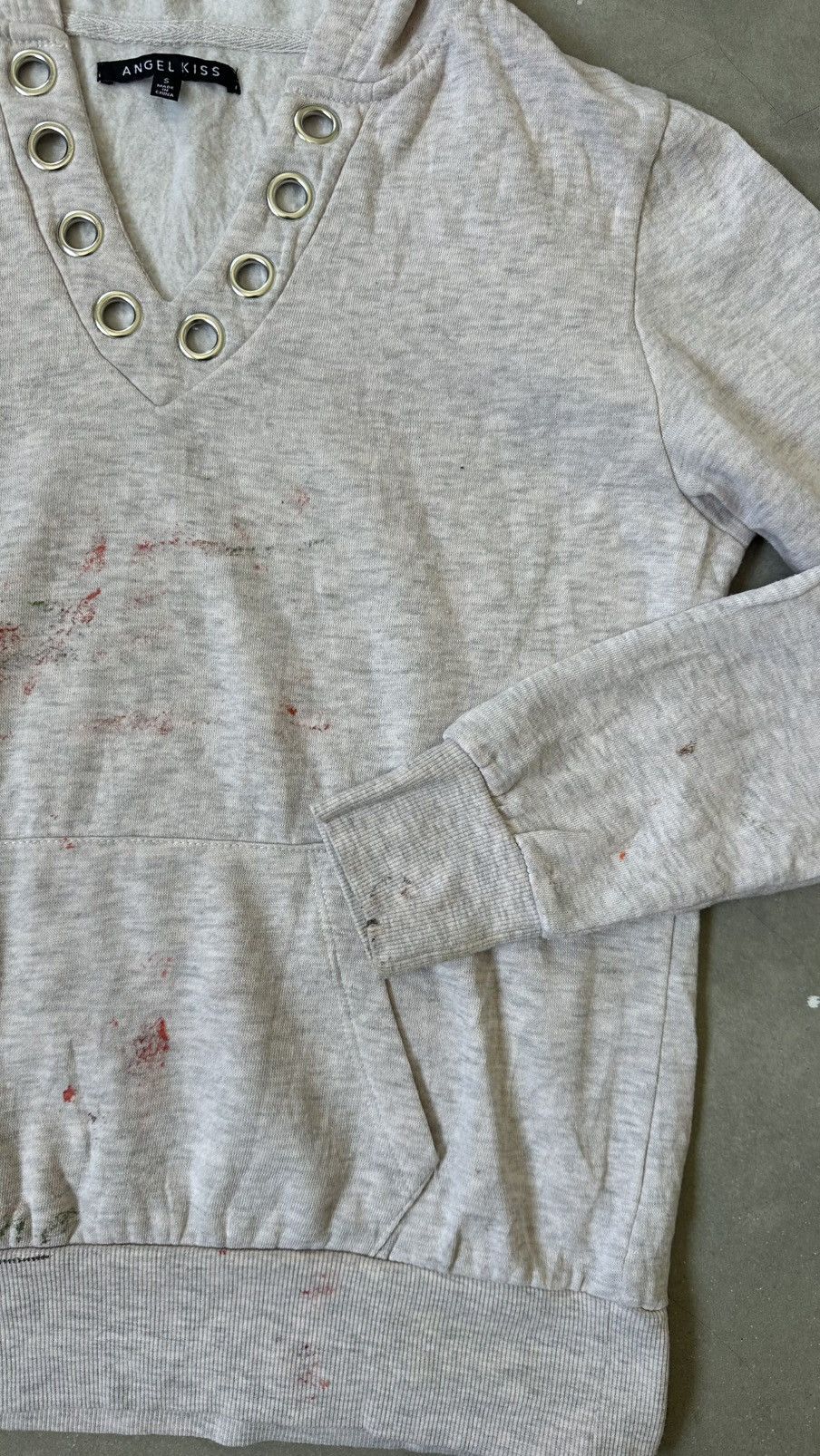 Japanese Brand VINTAGE ANGEL KISS DISTRESSED MID BUTTON HOODIE Size US S / EU 44-46 / 1 - 3 Thumbnail