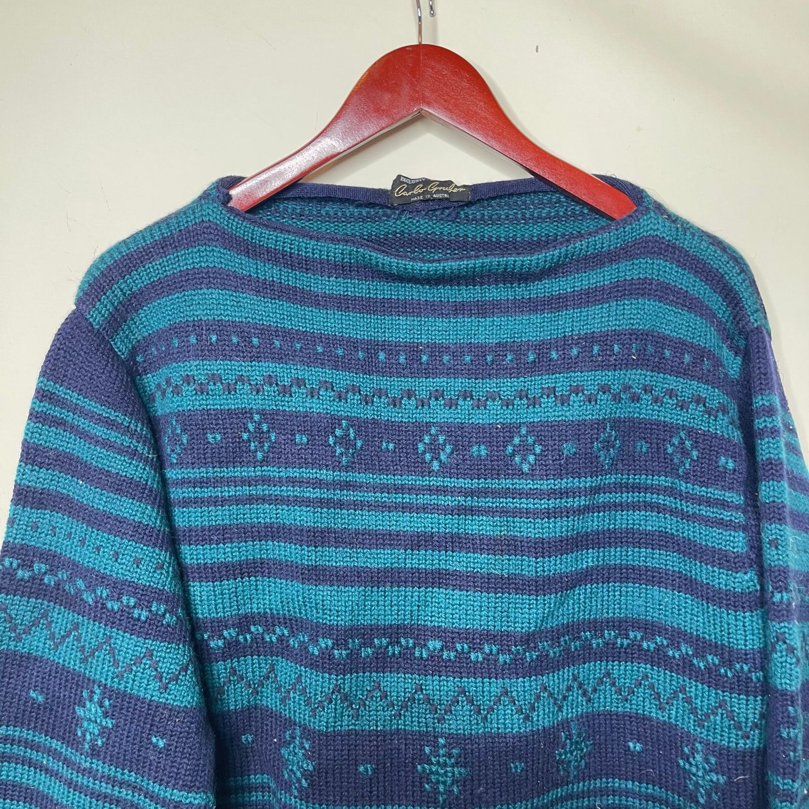 Other Vintage Carlo Gruber navy teal granpacore boatneck sweater M Size US M / EU 48-50 / 2 - 4 Thumbnail
