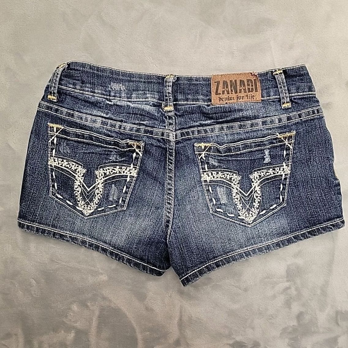 Denime Zanadi Shorts Womens 11 Booty Festival Jorts Faded Blue Denim Booty Micro Mini Size 32" / US 10 / IT 46 - 3 Thumbnail