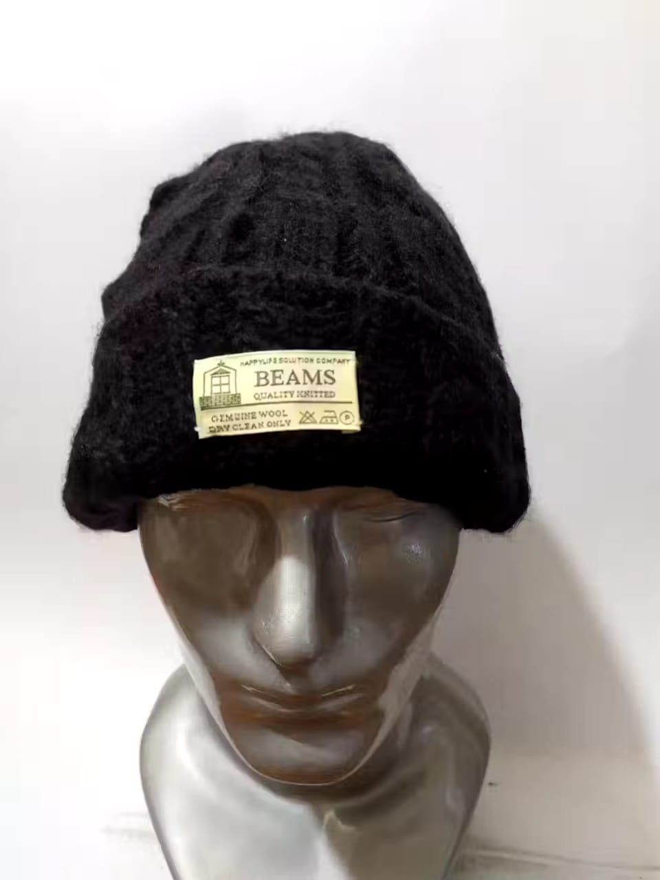 image of Beams Plus Beams Black Beanie Knitted Hats Nice Design, Men's