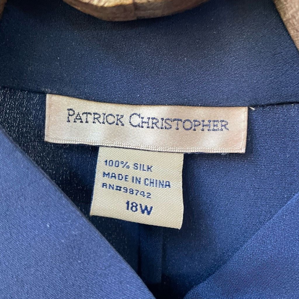 Other Patrick Christopher Dark Blue 100% Silk Band Collar Gold But Size XXL / US 16-18 / IT 52-54 - 4 Thumbnail