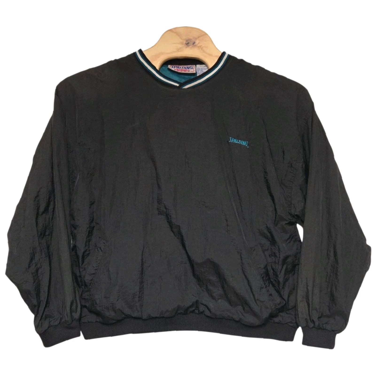 Spalding VINTAGE Spalding Windbreaker Jacket Mens Large Black 1990s Size US L / EU 52-54 / 3 - 2 Thumbnail