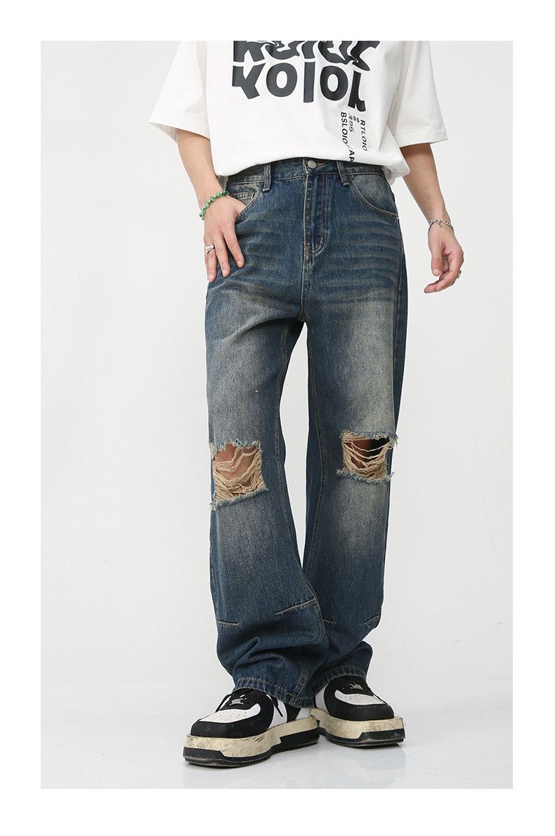Japanese Brand Japanese retro loose-fitting ripped high-street jeans Size US 32 / EU 48 - 1 Thumbnail