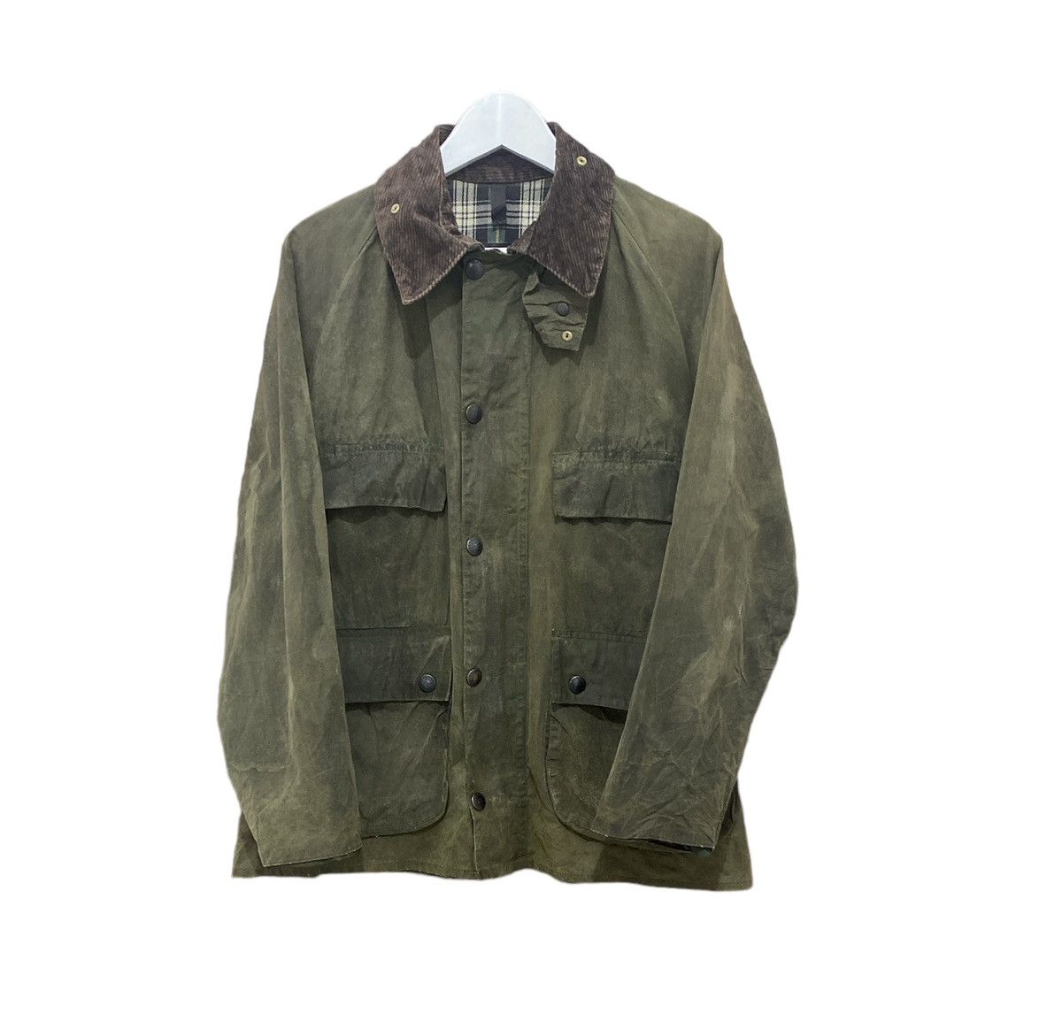 image of Barbour Bedale Waxed Cotton Jacket Made England in Green, Men's (Size Small)