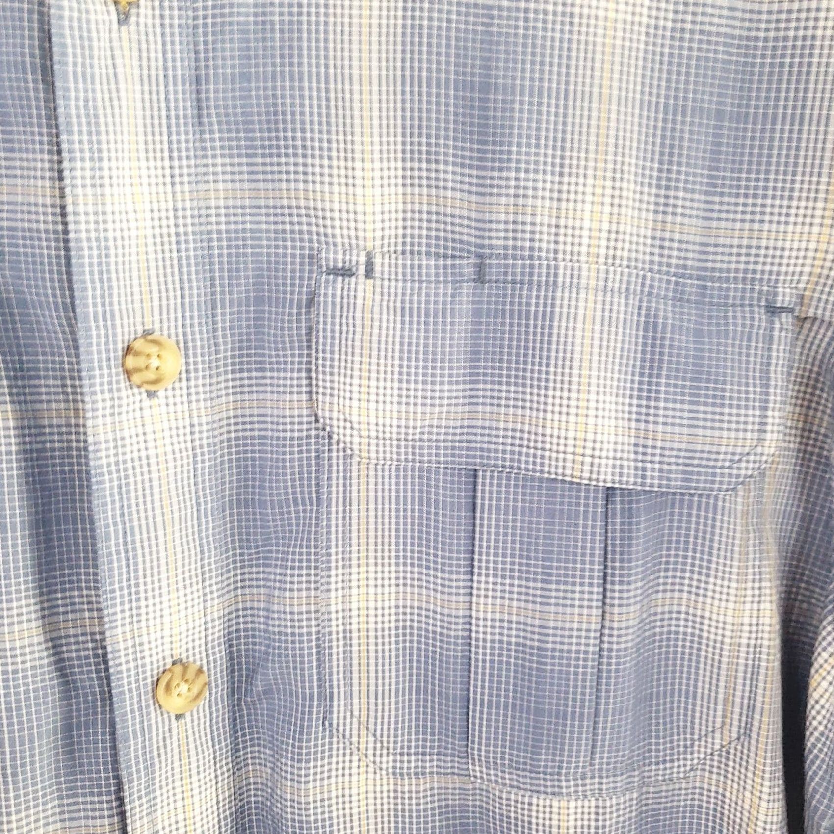 Vintage Duluth Shirt Button-Up Plaid Blue Short Sleeve Mens Large Tall LT Nylon Pocket Logo Casual Outdoor Fishing - Men’s Button-Front Front Pocket Size US L / EU 52-54 / 3 - 3 Thumbnail