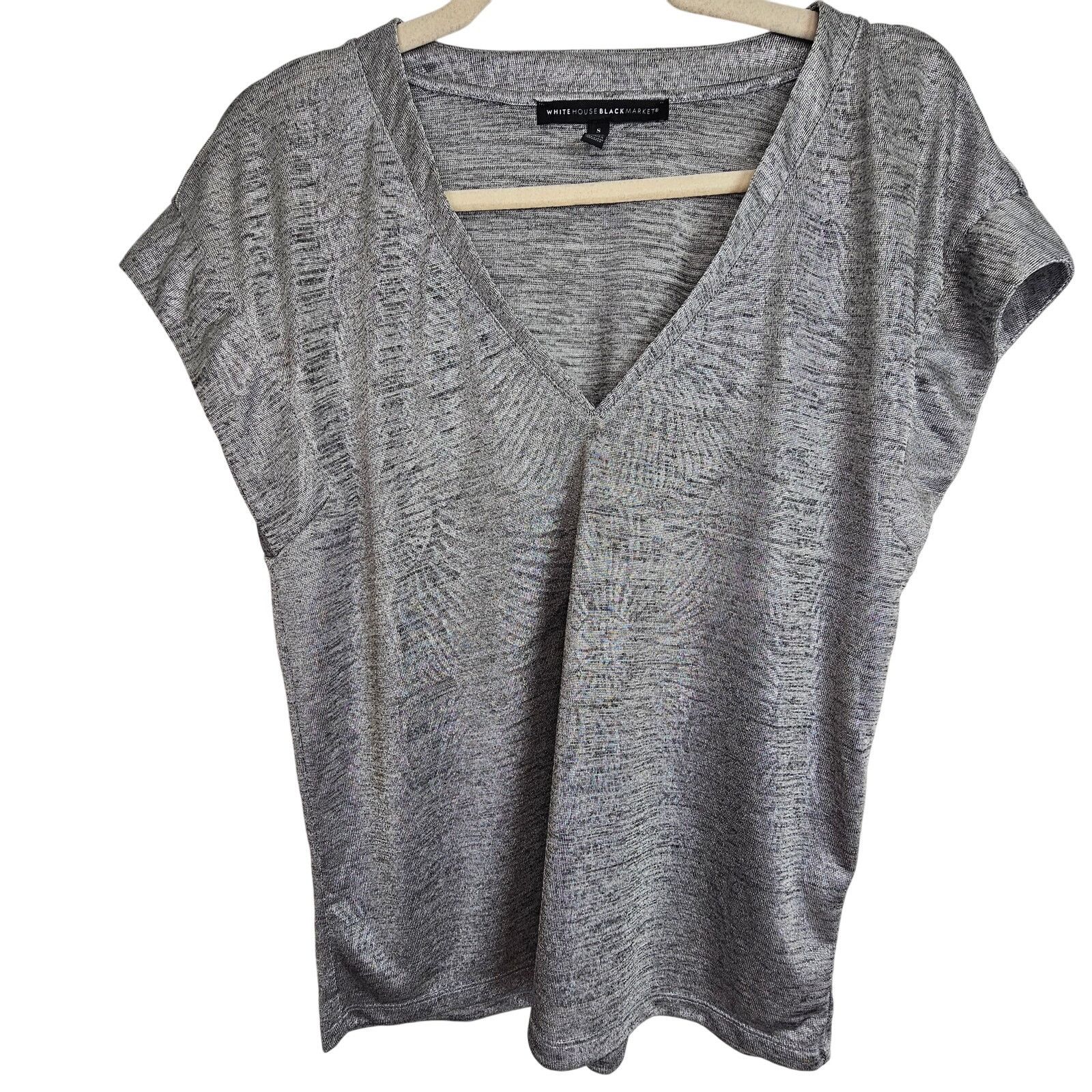 White House Black Market White House Black Market Womens Metallic V-Neck Tee S Casual Size S / US 4 / IT 40 - 1 Thumbnail