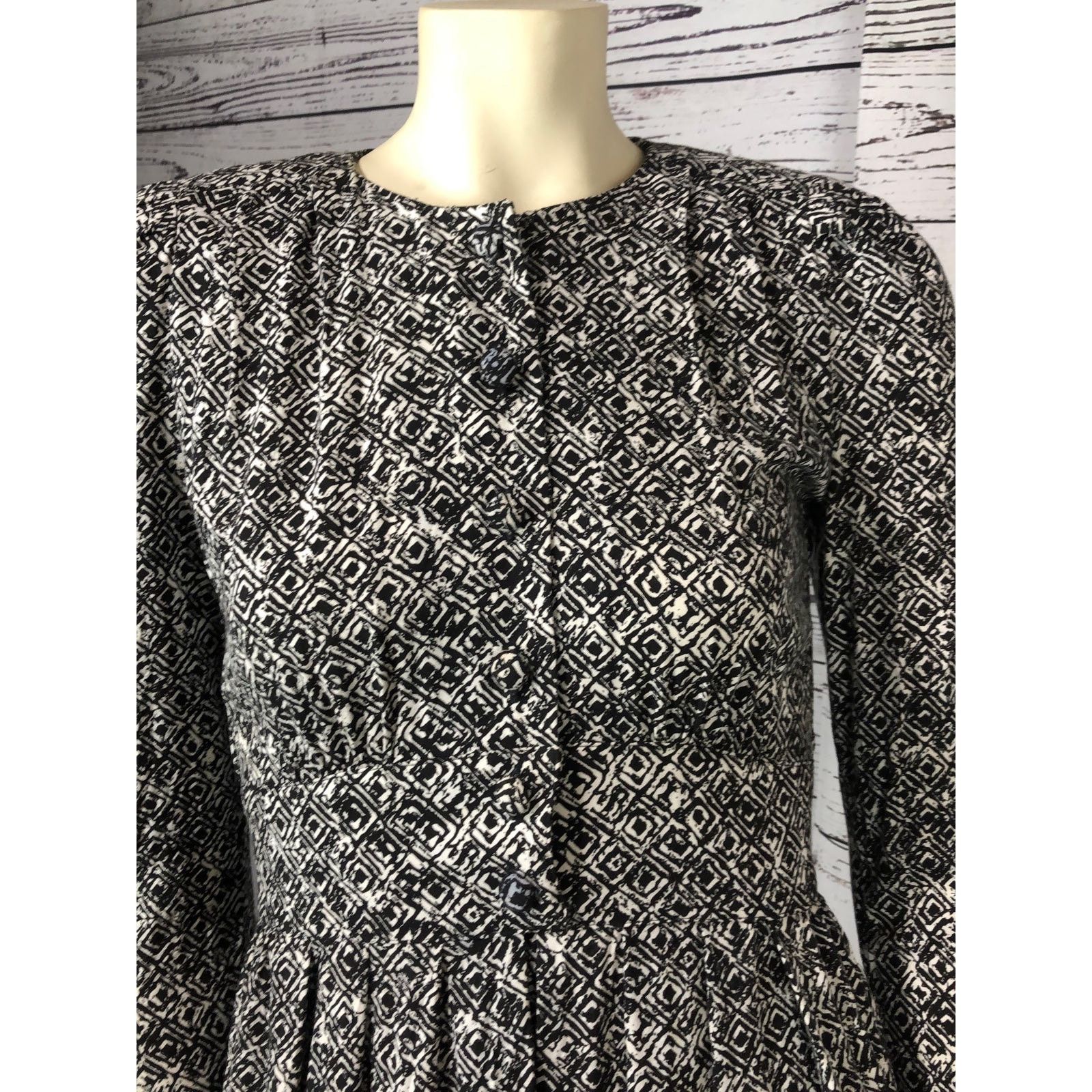 Vintage VTG Karin Stevens black & white patterned pleated dress 4 p Size S / US 4 / IT 40 - 4 Thumbnail