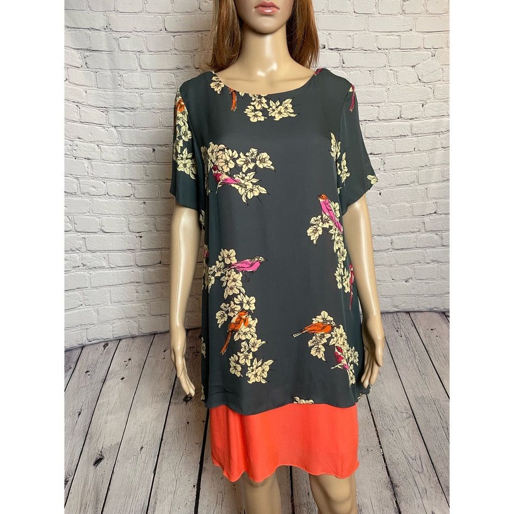 Other Rachel Roy Layered Silk Shift Blue Orange Dress Size L Size L / US 10 / IT 46 - 9 Thumbnail