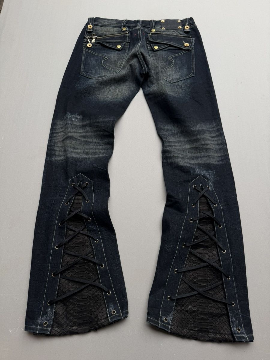 Japanese Brand SEMANTIC DESIGN lace up flare jeans Size US 31 - 2 Thumbnail