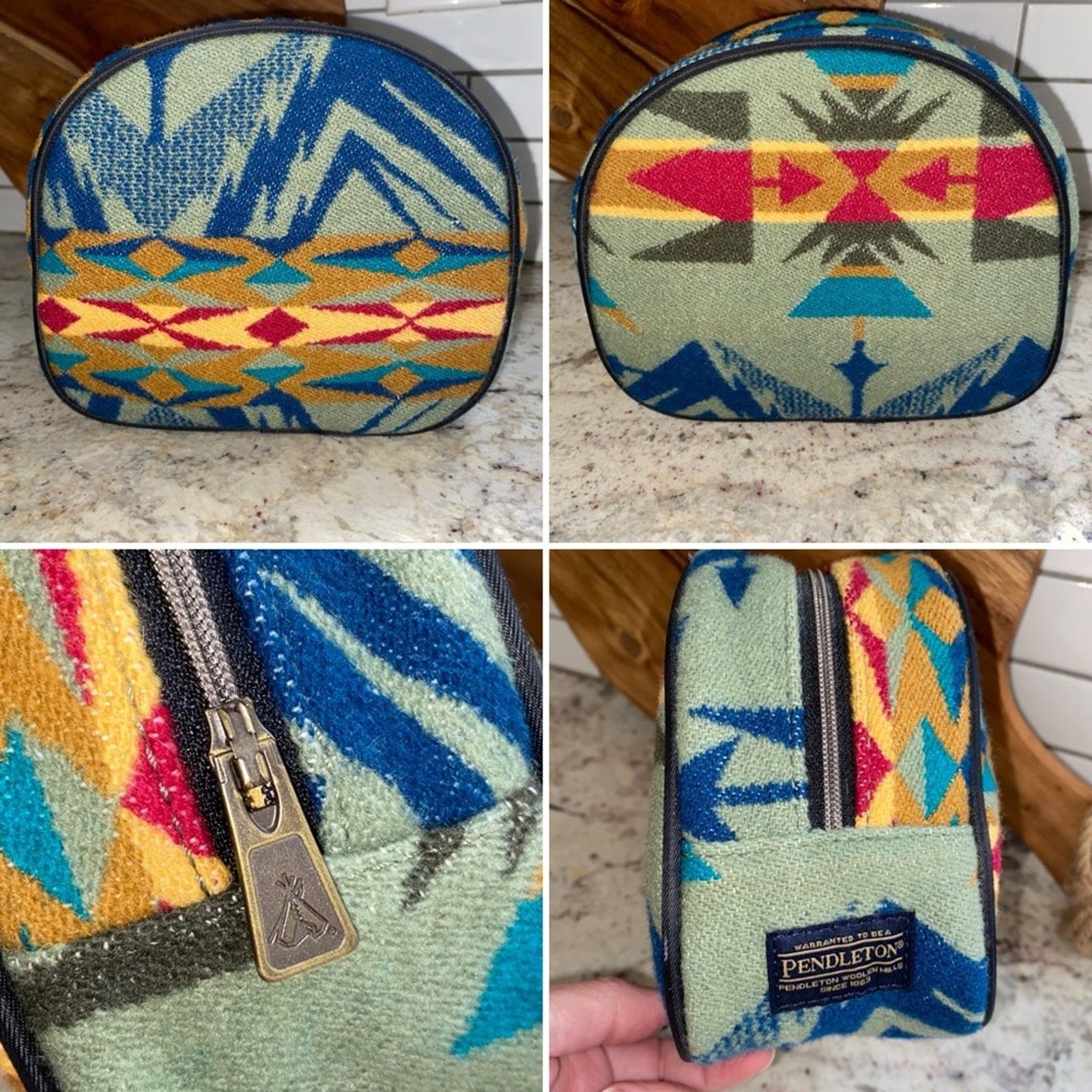 Pendleton PENDLETON Half Moon Aztec Wool Leather Zip Travel Pouch Size ONE SIZE - 1 Thumbnail