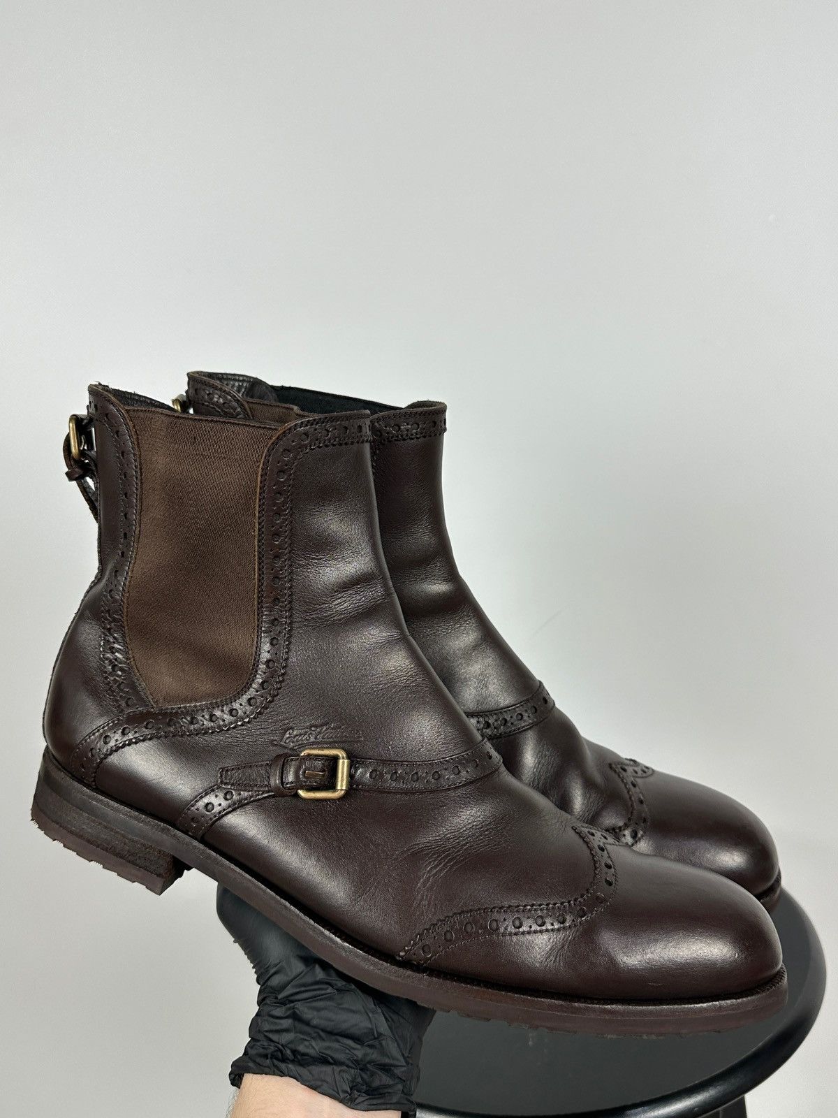 Louis Vuitton Louis Vuitton Brown Leather Chelsea Wingtip Brogue Boots Size US 12 / EU 45 - 1 Thumbnail