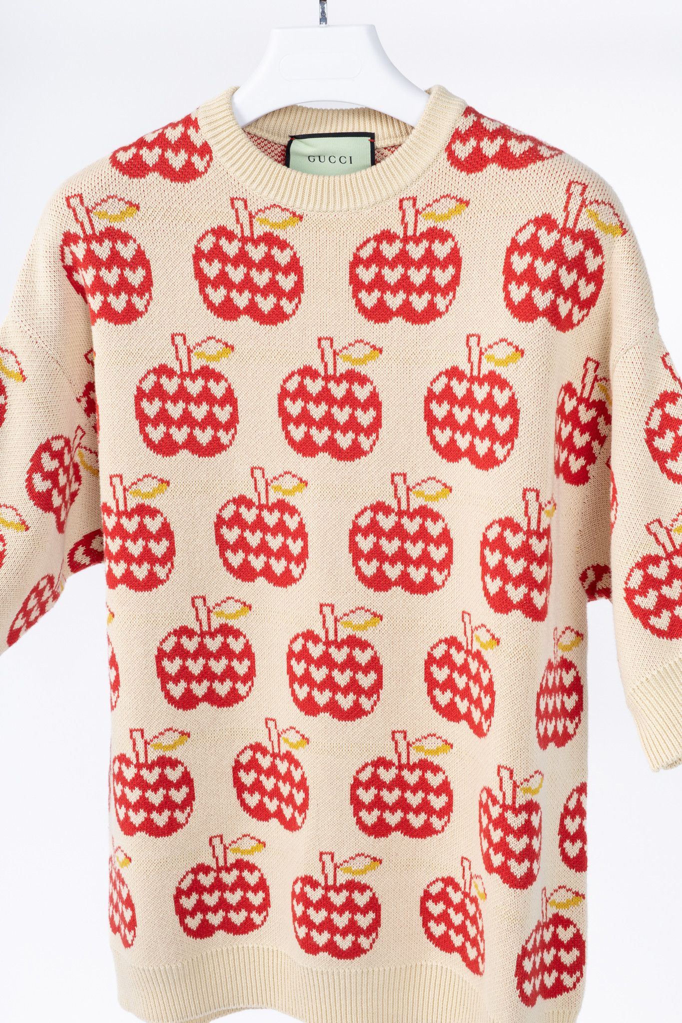 Gucci Gucci Les Pommes Beige Wool-Blend Oversized Sweater Size S / US 4 / IT 40 - 3 Thumbnail