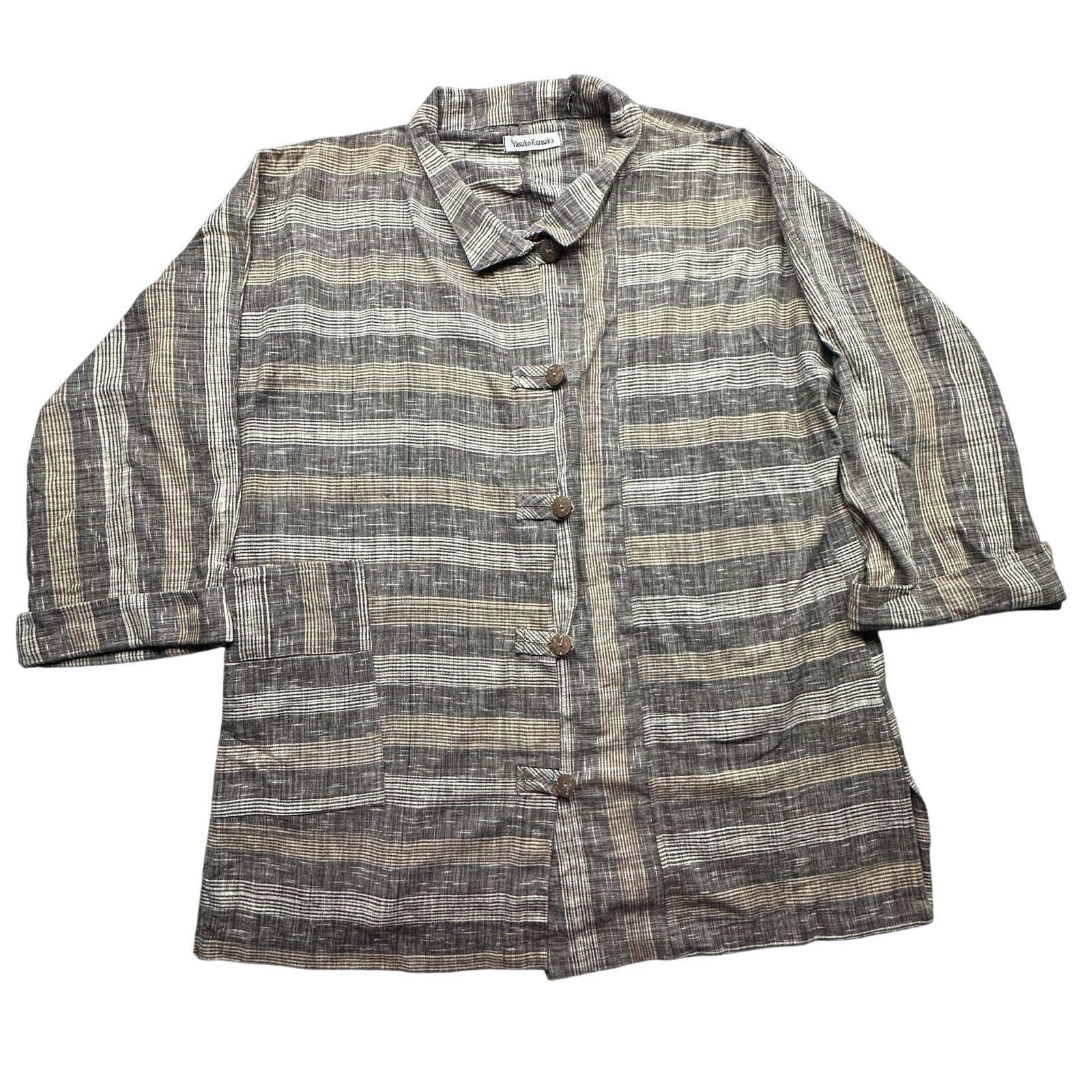 Other Yasuko Kurisaka Striped Sweater Coat Jacket Women Large Size L / US 10 / IT 46 - 1 Thumbnail