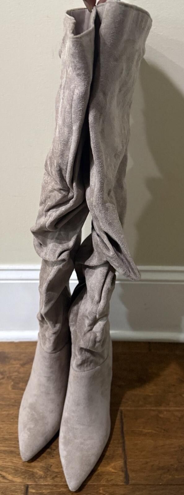 Other UNILADY Knee High Boots Stiletto Heels Pointed Toe Taupe Size US 6.5 / IT 36.5 - 2 Thumbnail