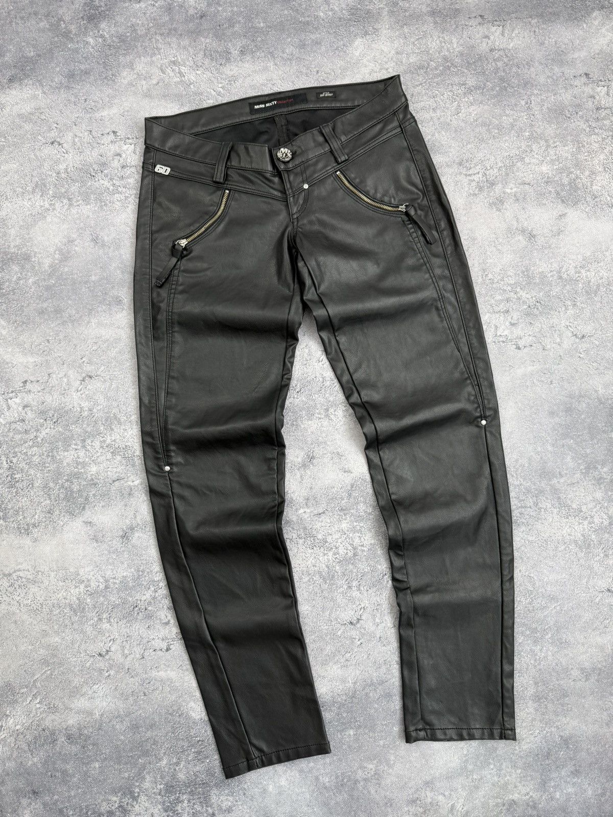 Miss Sixty Miss Sixty Faux Leather Pants Black Zip Shot Vintage Y2K Size 27" / US 4 / IT 40 - 5 Thumbnail