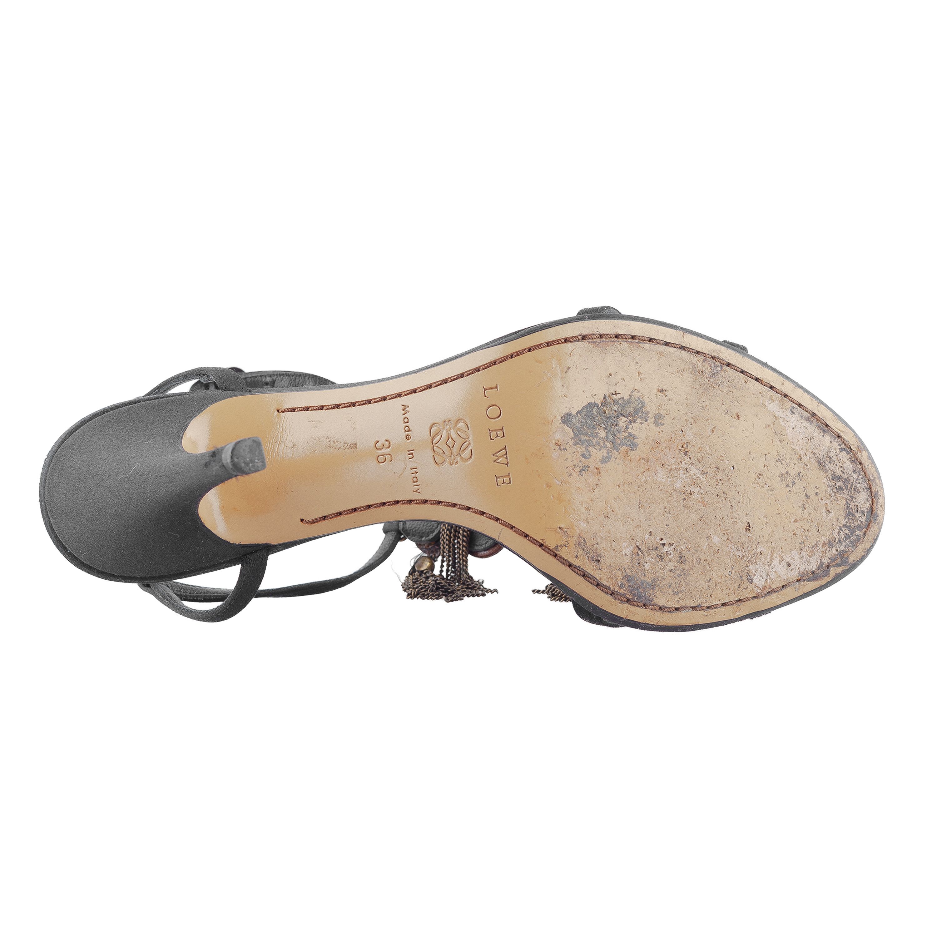 Loewe Loewe Black Sandals with Beaded Detailing Size US 5 / IT 35 - 7 Thumbnail