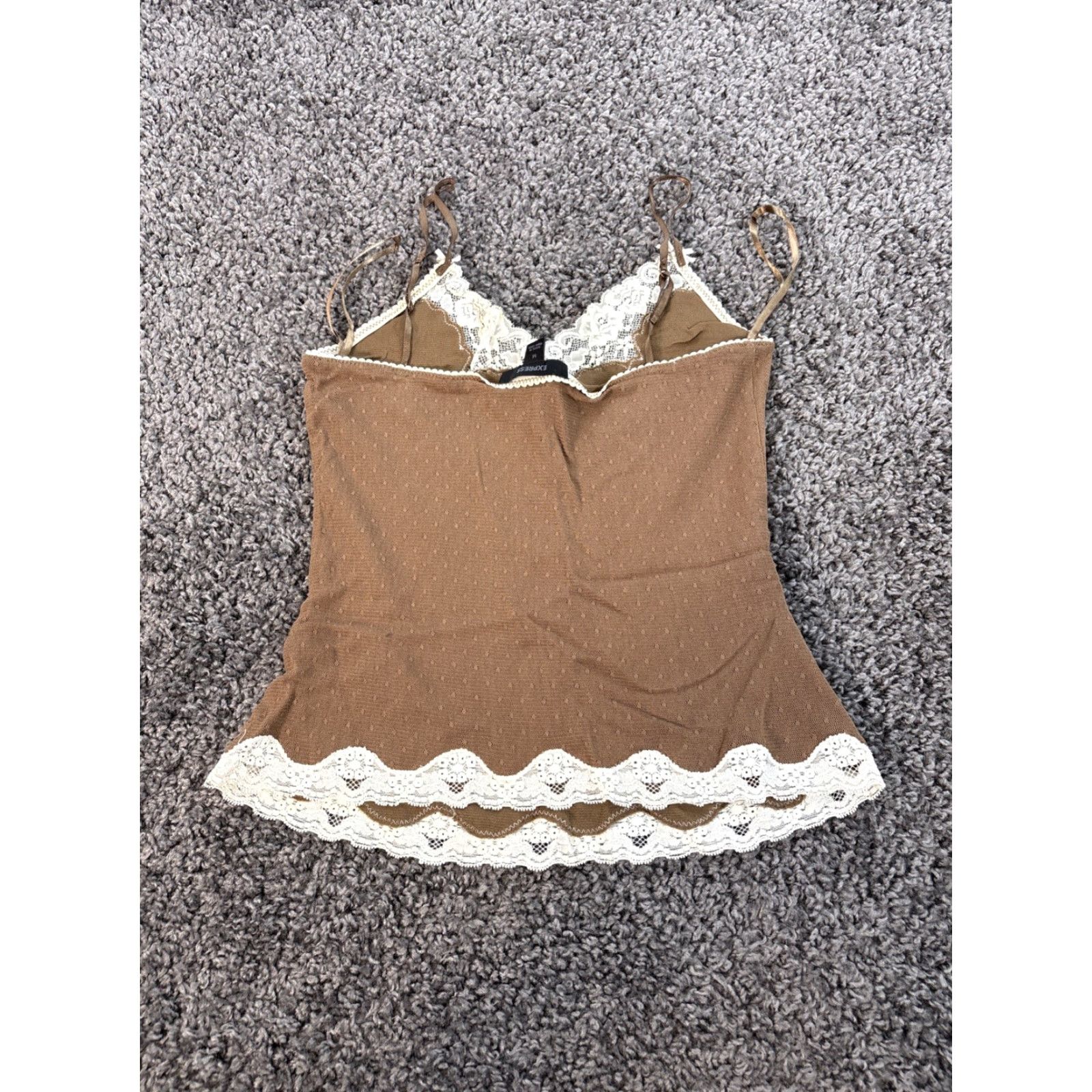 Express VINTAGE Express Camisole Top Womens Medium Brown Floral Lace Trim 90s Tank M Women Womens M Brown Floral Lace 90s Express Camisole Top Size M / US 6-8 / IT 42-44 - 5 Thumbnail