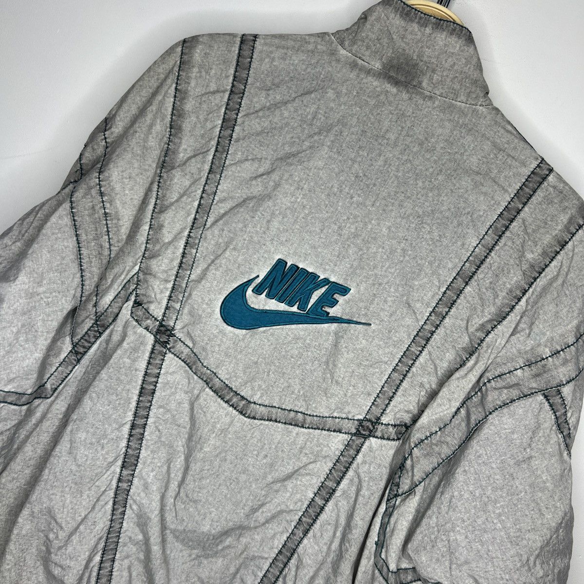 Nike × Vintage Vintage Nike Oversized Drill Y2K Grey Tracksuit 80s 90s Size US M / EU 48-50 / 2 - 3 Thumbnail