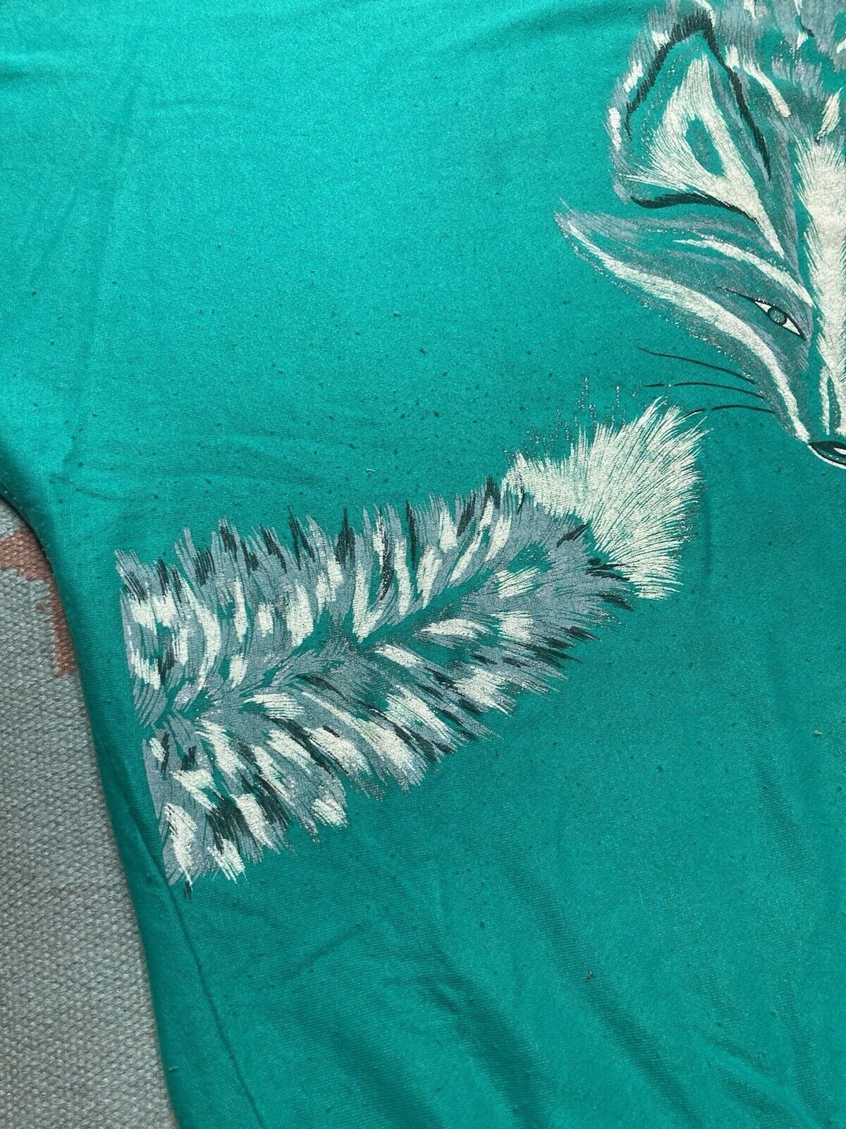 Vintage 80s sweatshirt short sleeve hand painted wolf fox animal XXL Size US XXL / EU 58 / 5 - 2 Thumbnail