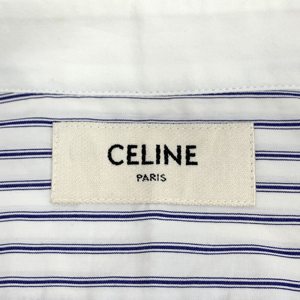 Celine Celine Light Blue Vertical Striped Short Sleeve Shirt K26WX Size XS / US 0-2 / IT 36-38 - 6 Thumbnail