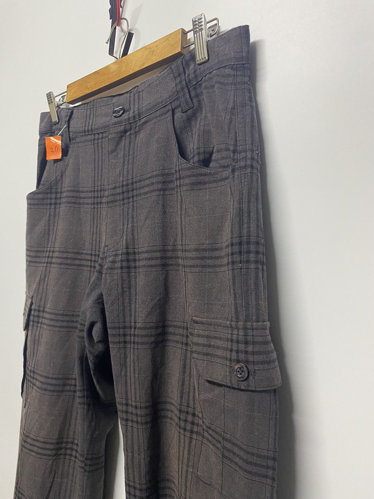 Designer × Japanese Brand Ignio Pants Womens Brown Plaid Cargo Multi Pocket Japanese Size 32" / US 10 / IT 46 - 9 Thumbnail
