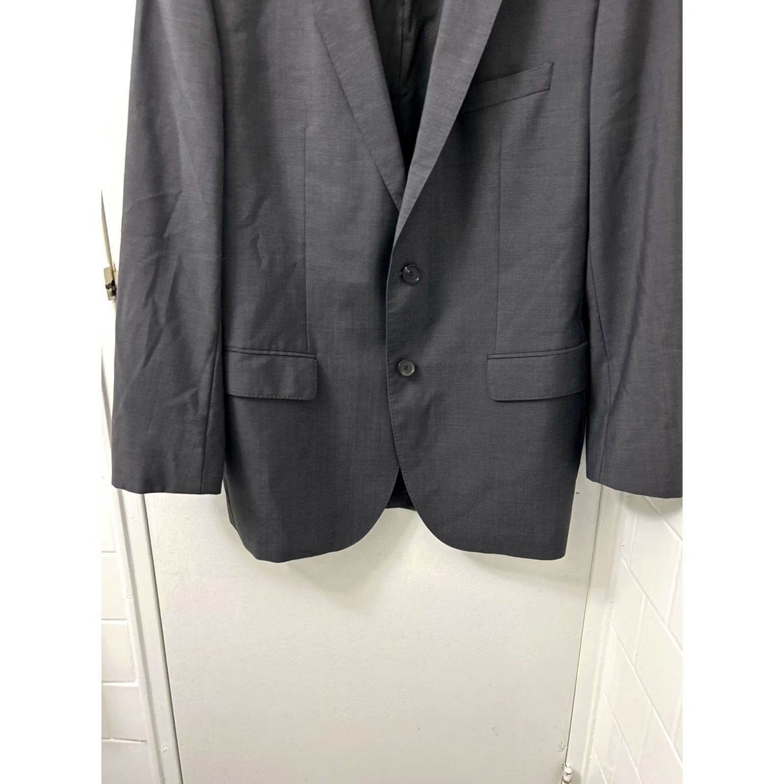 Hugo Boss HUGO BOSS Blazer Mens 42R Gray 100% Virgin Wool Two-Button Single-Breasted Jacket Sport Coat Slim Regular Fit Size 42R - 3 Thumbnail