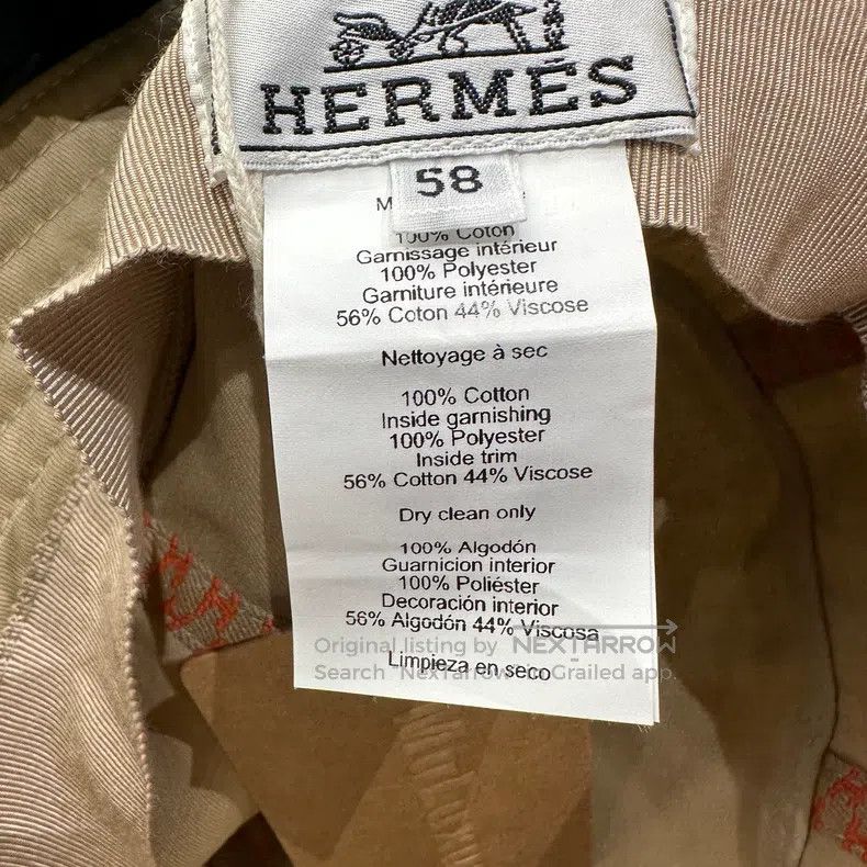 Hermes Hermes size 58 Logo khaki fisherman hat Size ONE SIZE - 4 Thumbnail