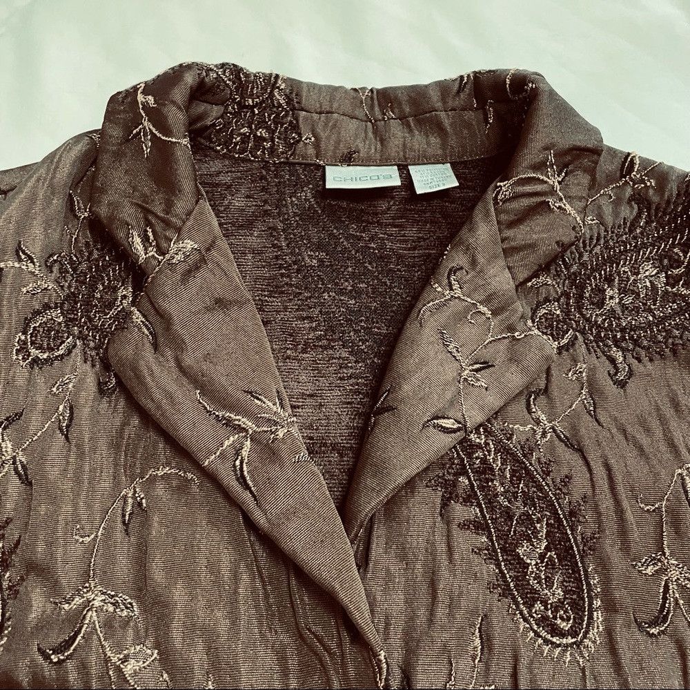Chicos Chico's Brown Jacquard Embroidered Jacket Size 3 Size XL Size XL / US 12-14 / IT 48-50 - 7 Thumbnail