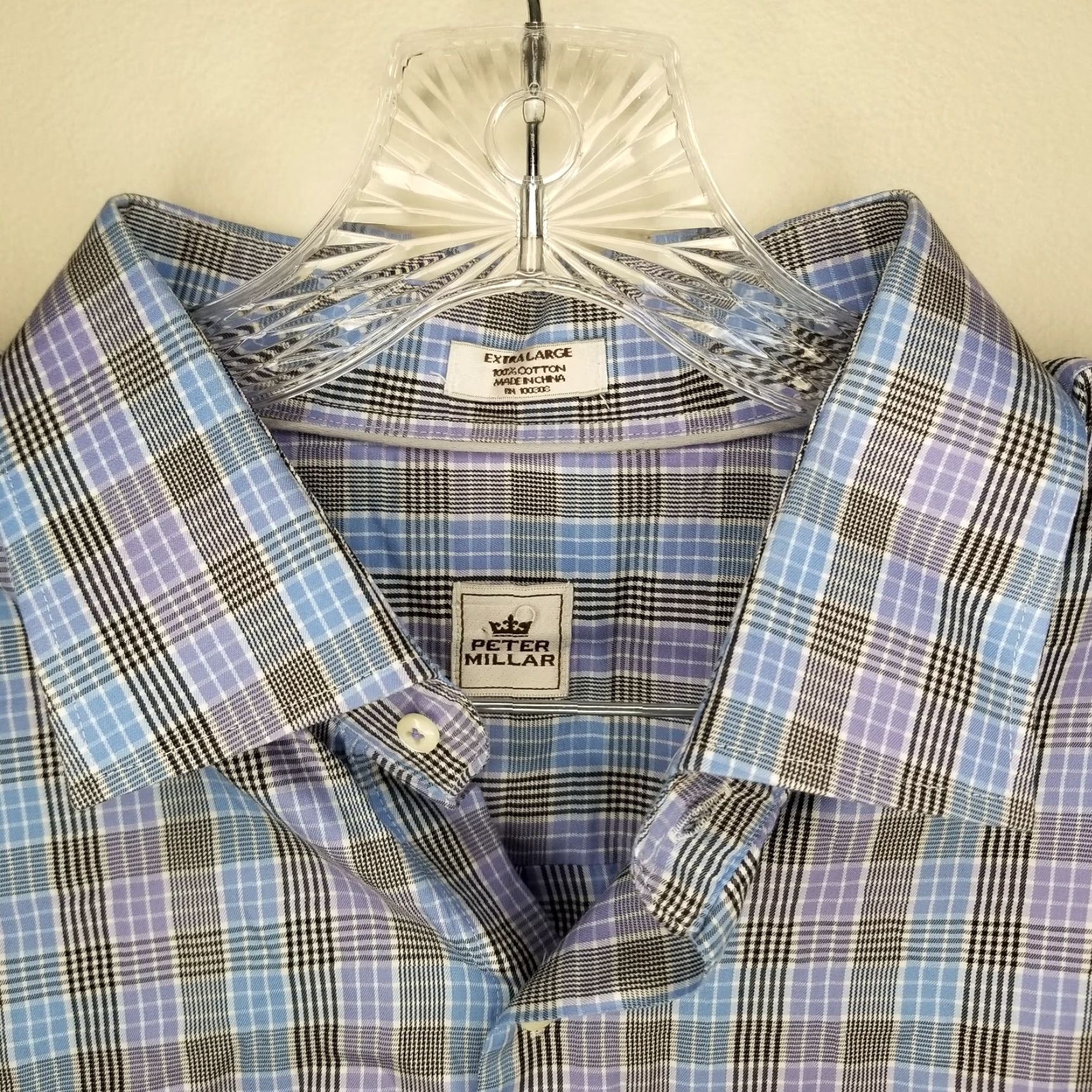Peter Millar Peter Millar Mens Blue Purple Plaid Long Sleeve Button-Up Size XL Size US XL / EU 56 / 4 - 4 Thumbnail