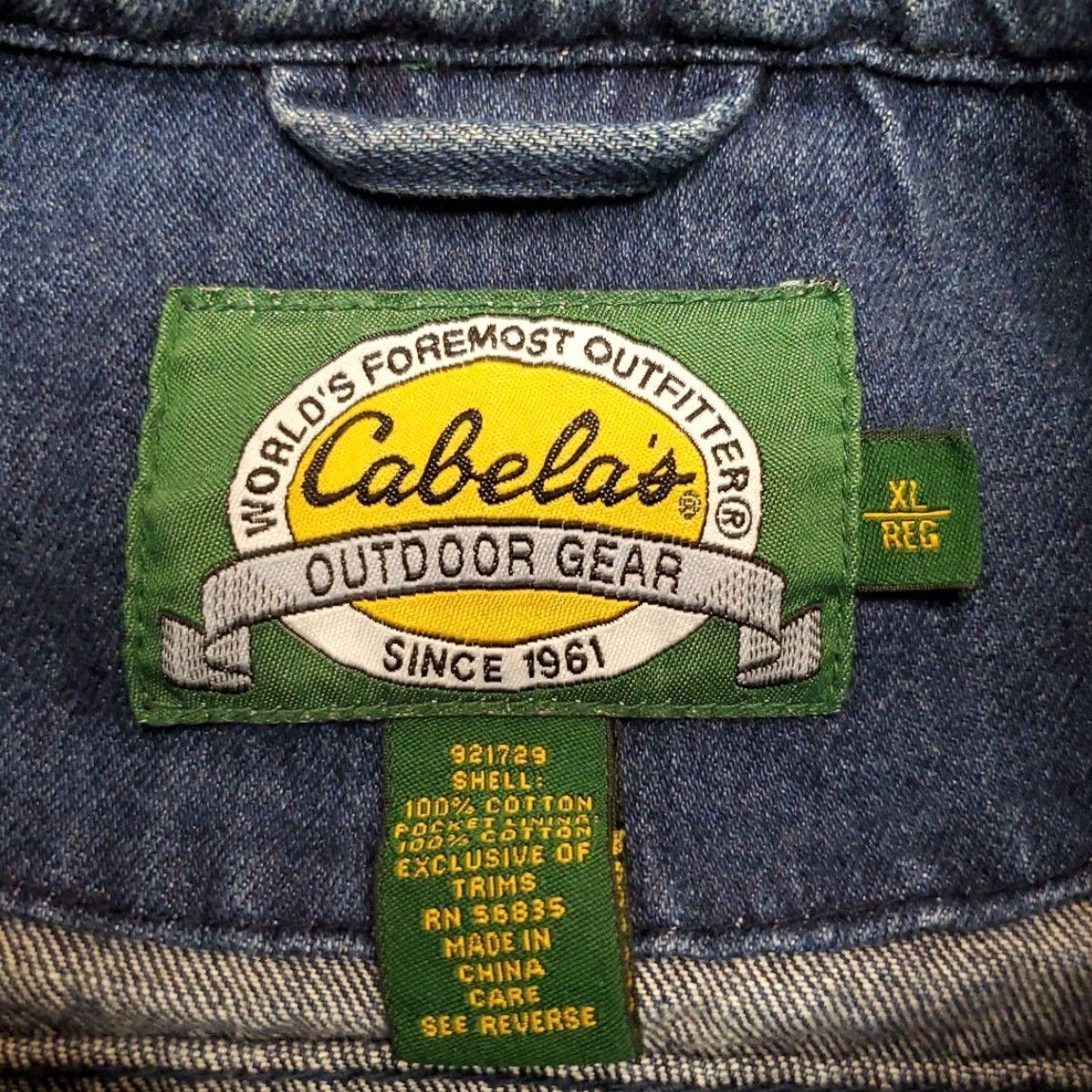 Vintage VINTAGE Cabela's Denim Jacket Men's XL Blue Trucker Work Casual Jacket Size US XL / EU 56 / 4 - 4 Thumbnail