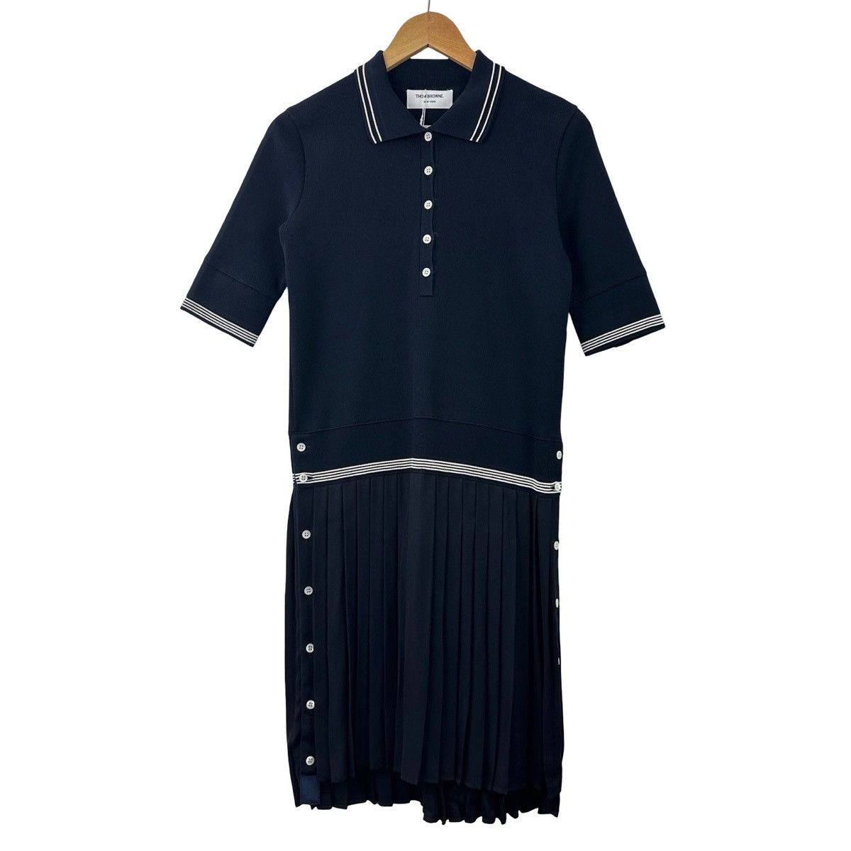 Thom Browne THOM BROWNE Pleated cable-knit cotton dress Size 26" / US 2 / IT 38 - 1 Thumbnail