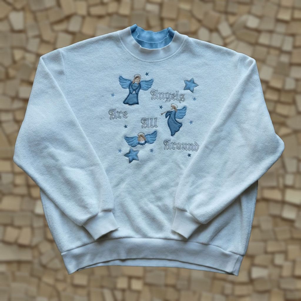 Vintage VINTAGE Christmas 90s Y2K BON WORTH ANGELS CREWNECK SWEATSHIRT White Adult L Mens Size US L / EU 52-54 / 3 - 1 Thumbnail