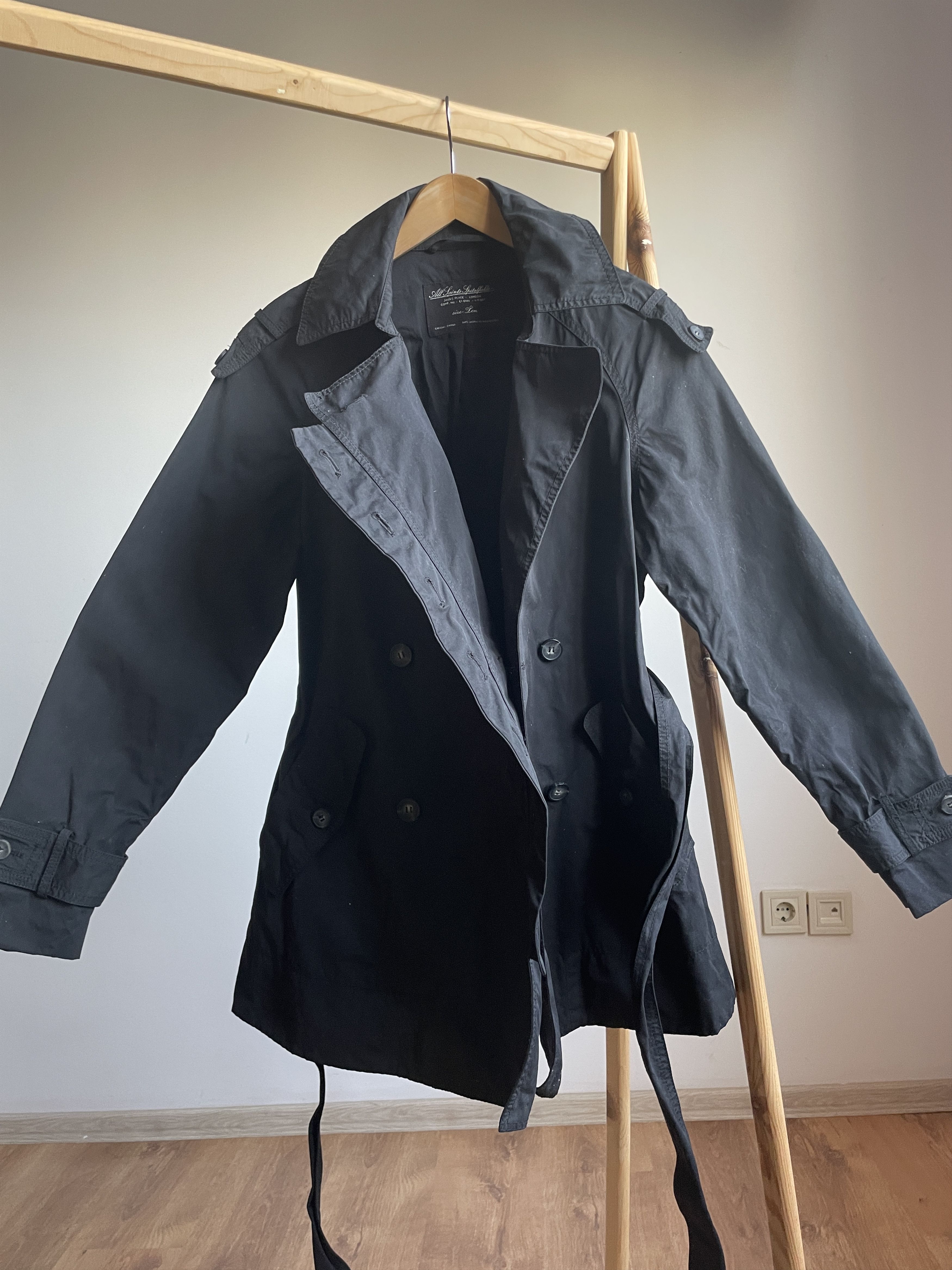 Allsaints Allsaints Womens Sherlock Nylon Double Breasted Trench Coat Size M / US 6-8 / IT 42-44 - 3 Thumbnail
