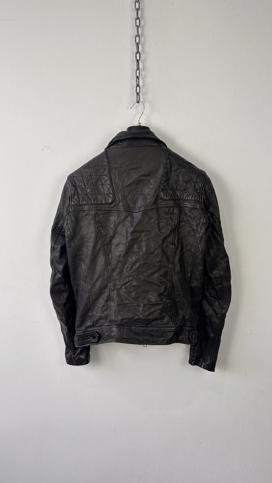 Allsaints AllSaints Conroy Men Leather Biker Jacket Quilted Double Zip Size US L / EU 52-54 / 3 - 15 Thumbnail