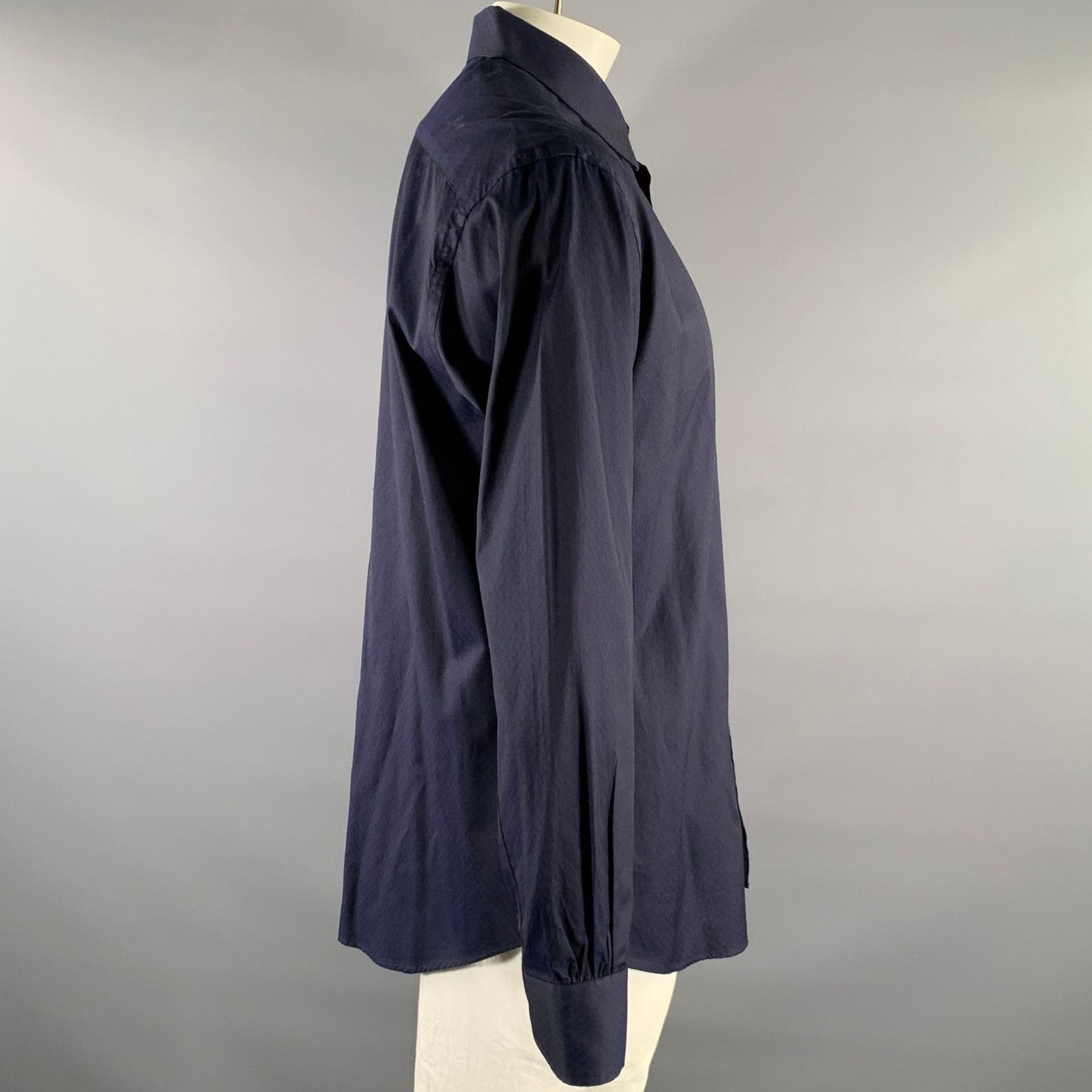 Paul Smith PAUL SMITH Size XL Navy Geometric Cotton Long Sleeve Shirt Size US XL / EU 56 / 4 - 3 Thumbnail