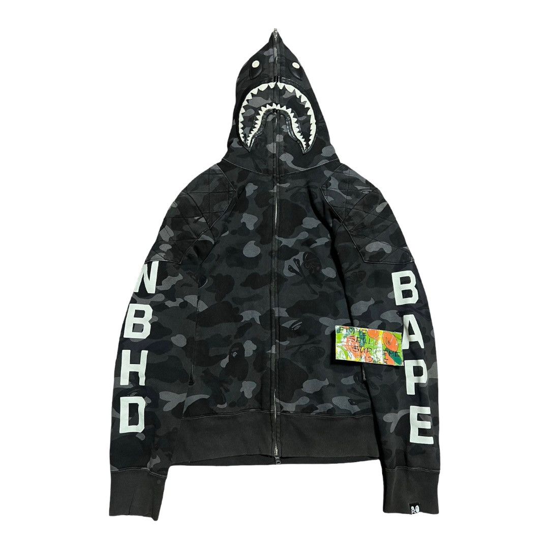 Bape BAPE NEIGHBORHOOD Shark Full Zip Hoodie Black Camo | Grailed